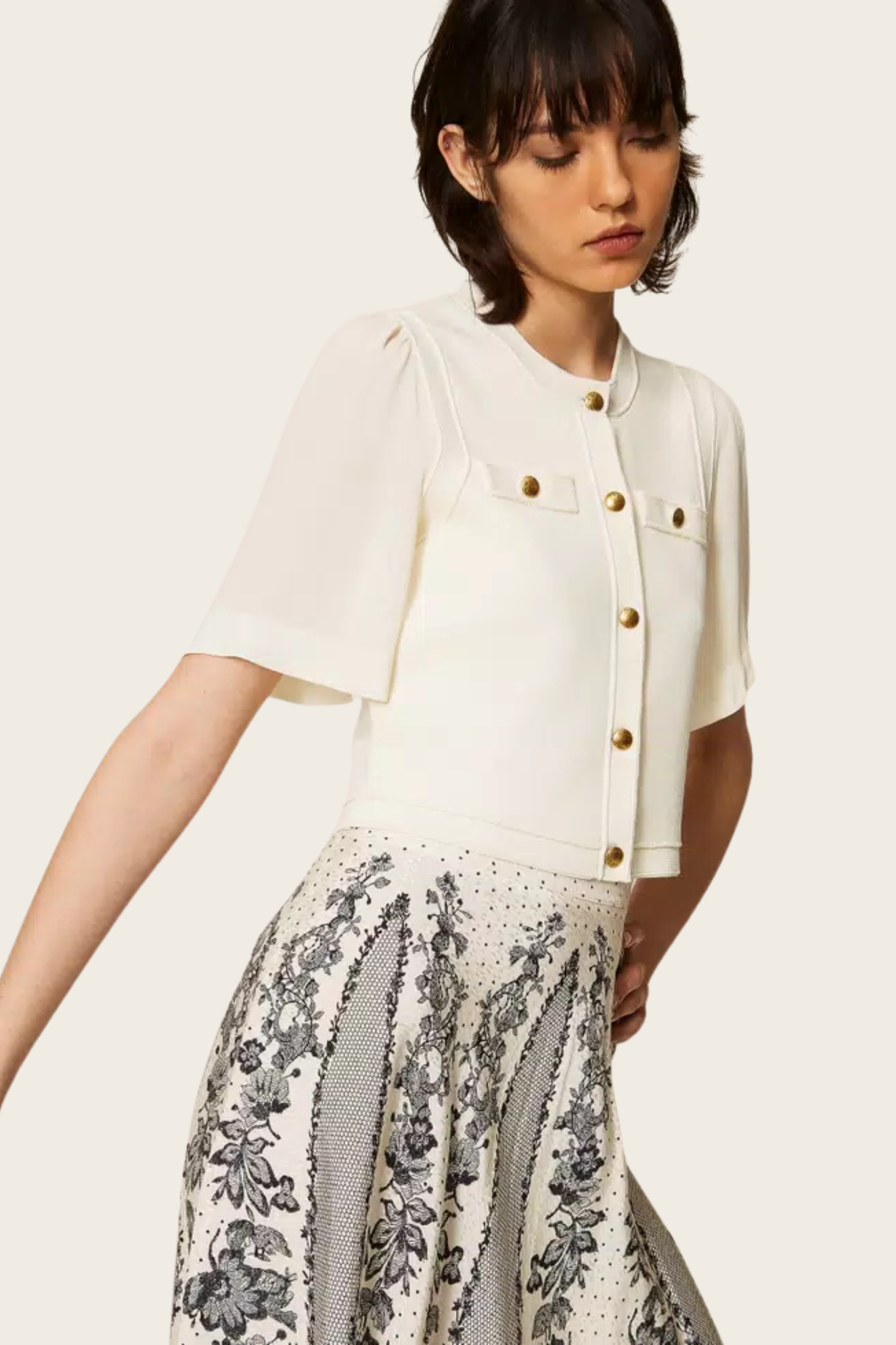Knitted Cardigan with Metal Buttons - Twinset