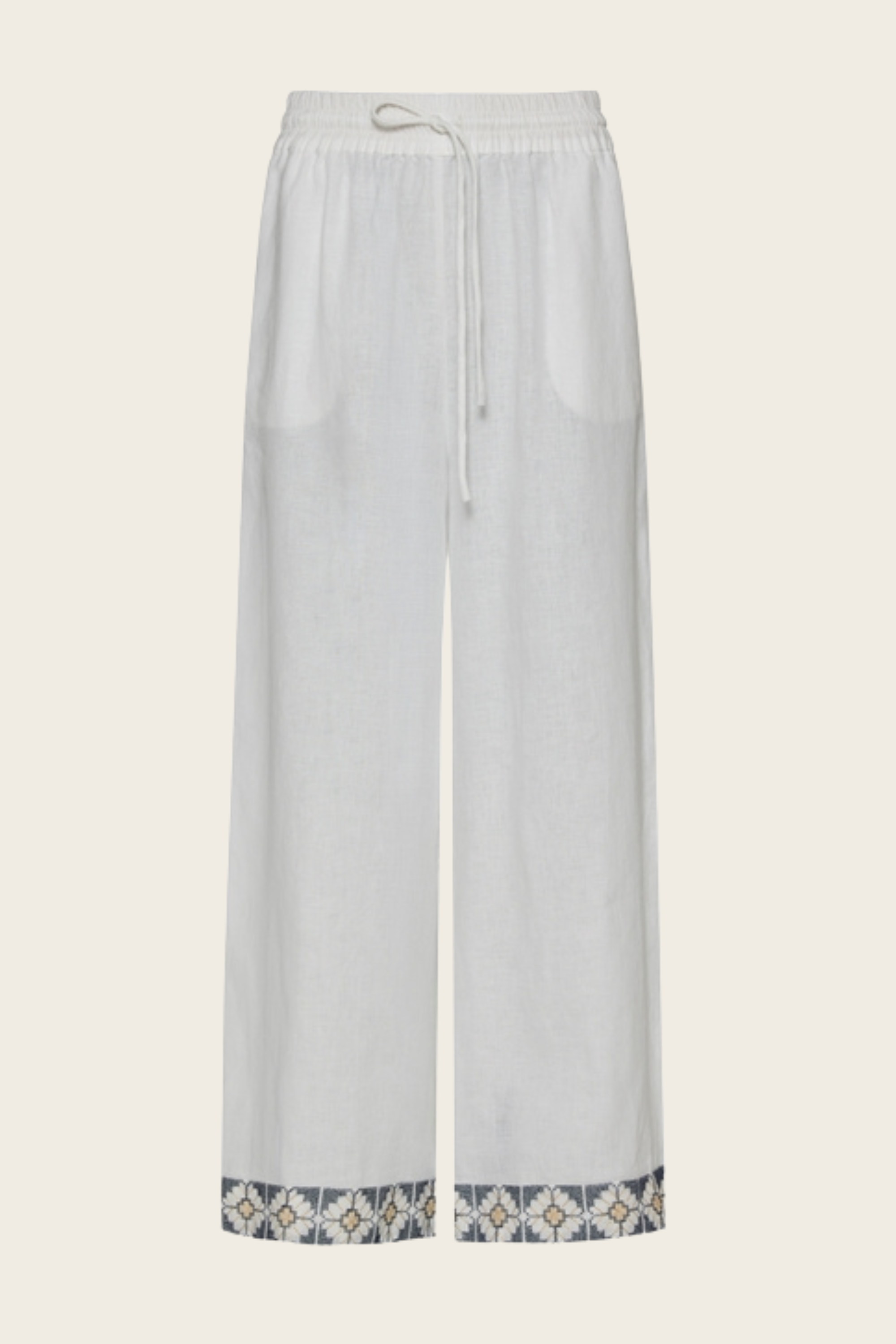 Daisy Embroidered Trousers - Greek Archaic Kori - ESPACE CANNELLE - New Arrivals