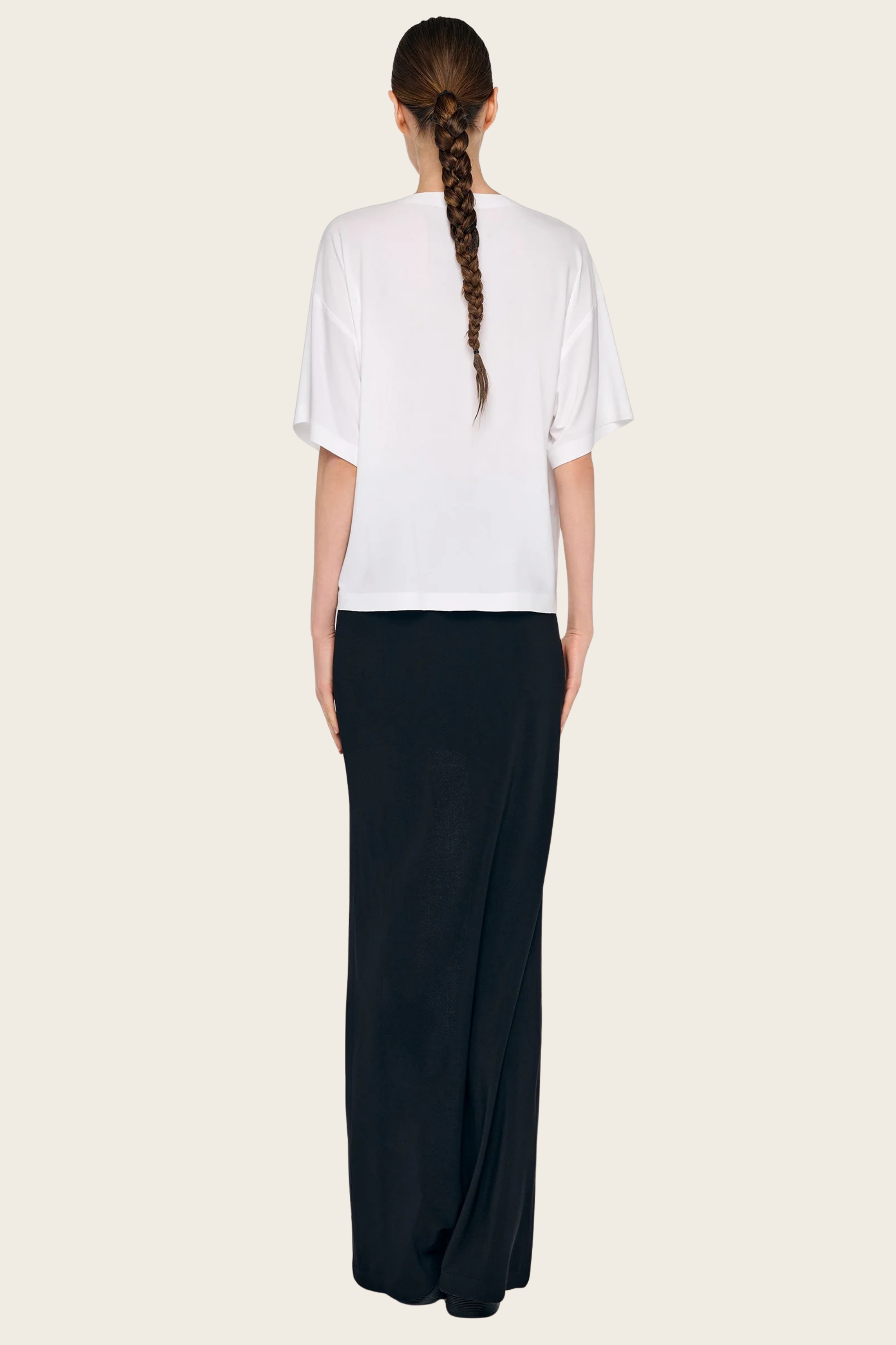 T-shirt branca de manga curta estilo boxy - Norma Kamali