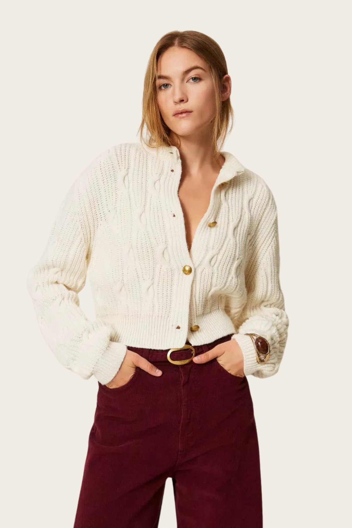 Cropped Wool Cardigan - Twinset