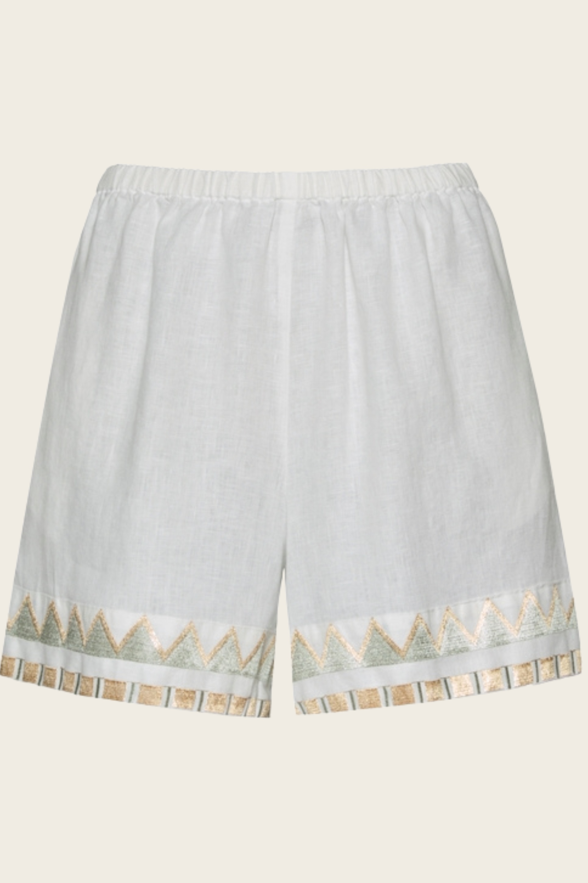 Linen Embroidered Papyrus Short - Greek Archaic Kori