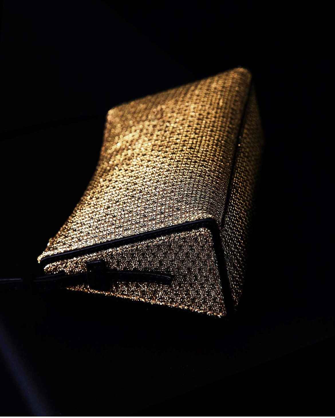 Mini Prism Gold Mesh & Black Suede - Manu Atelier