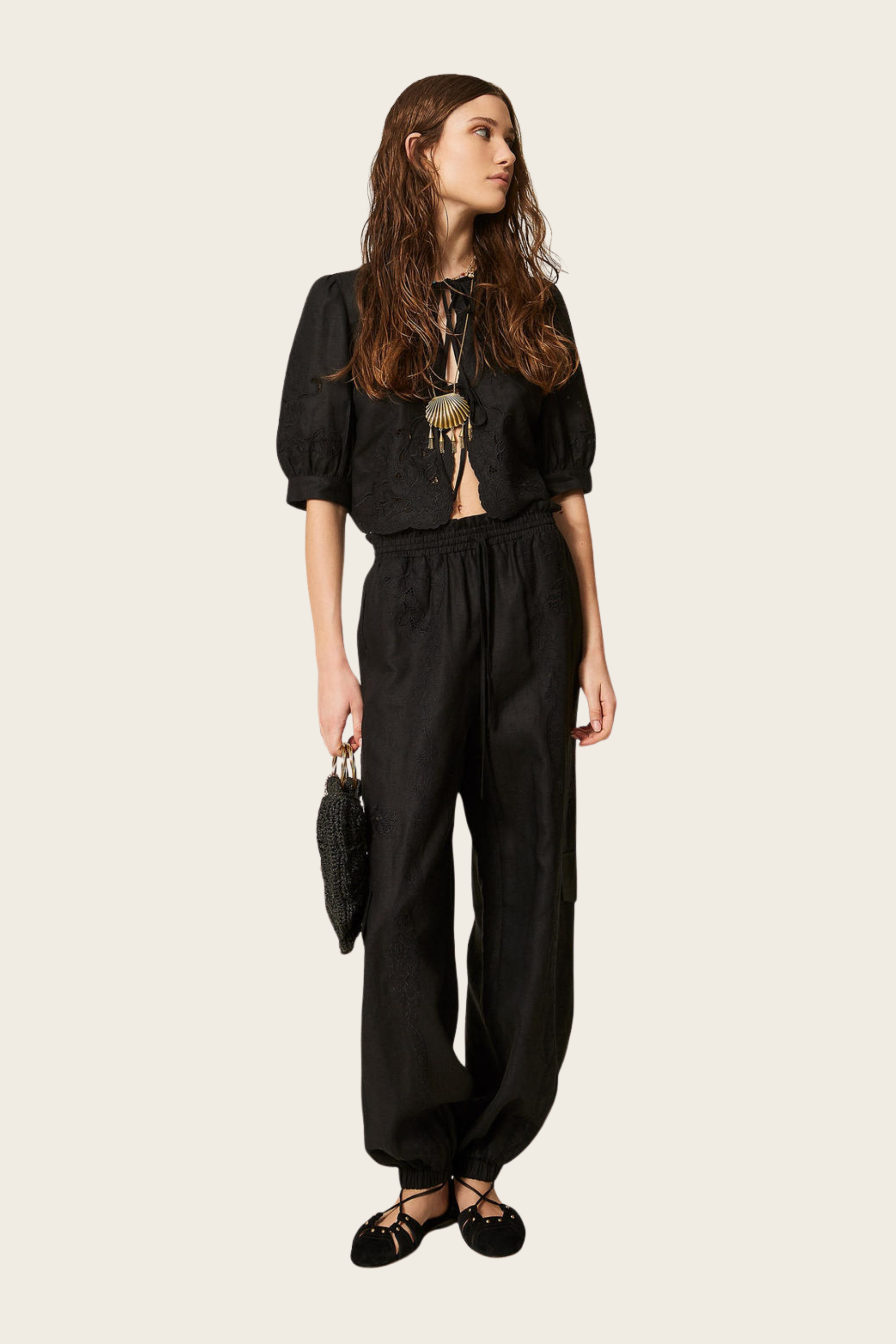 Linen and Broderie Anglaise Shirt - Twinset