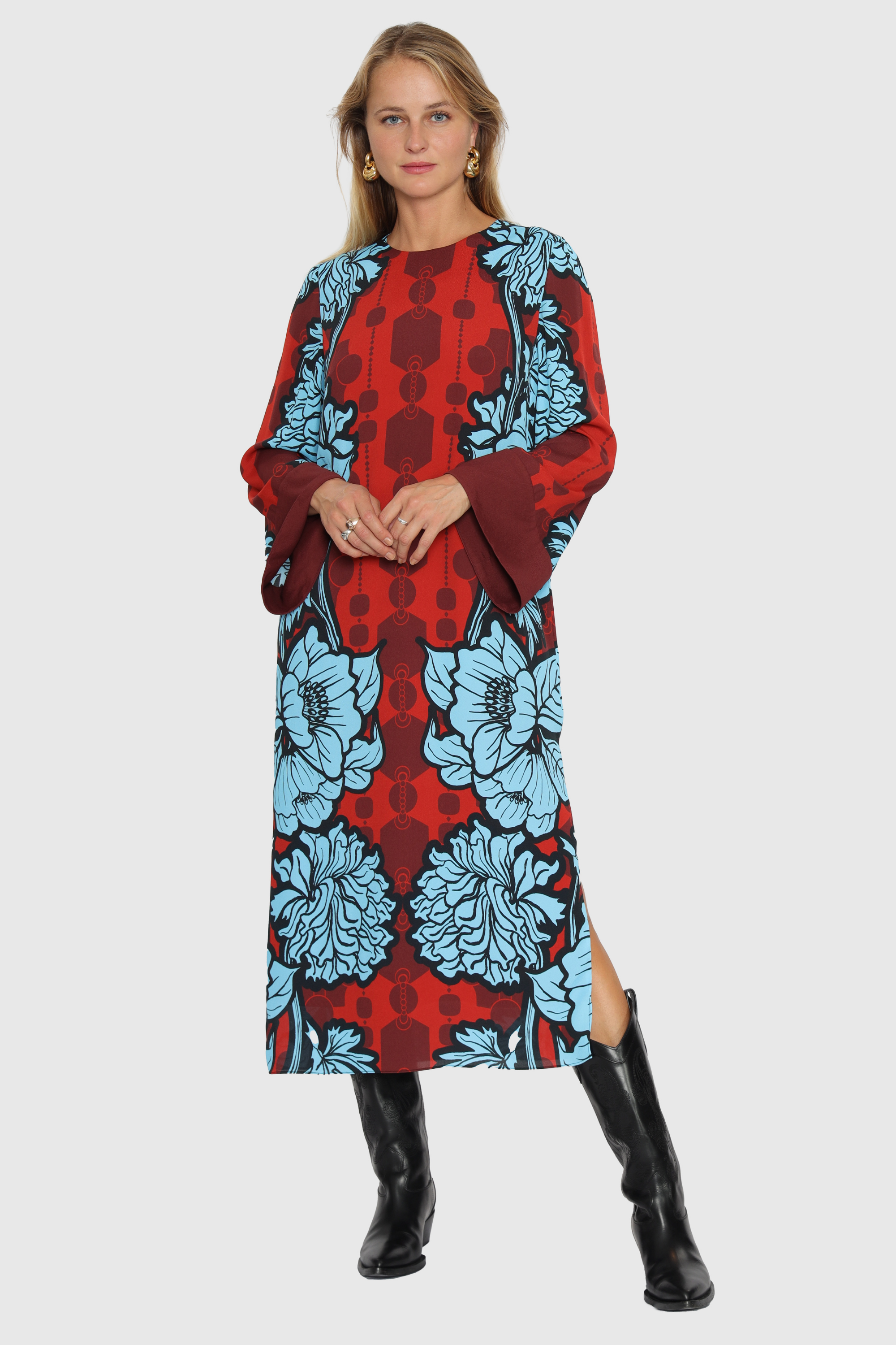 Seraphina Glass Flower Burgundy dress - Borgo de Nor