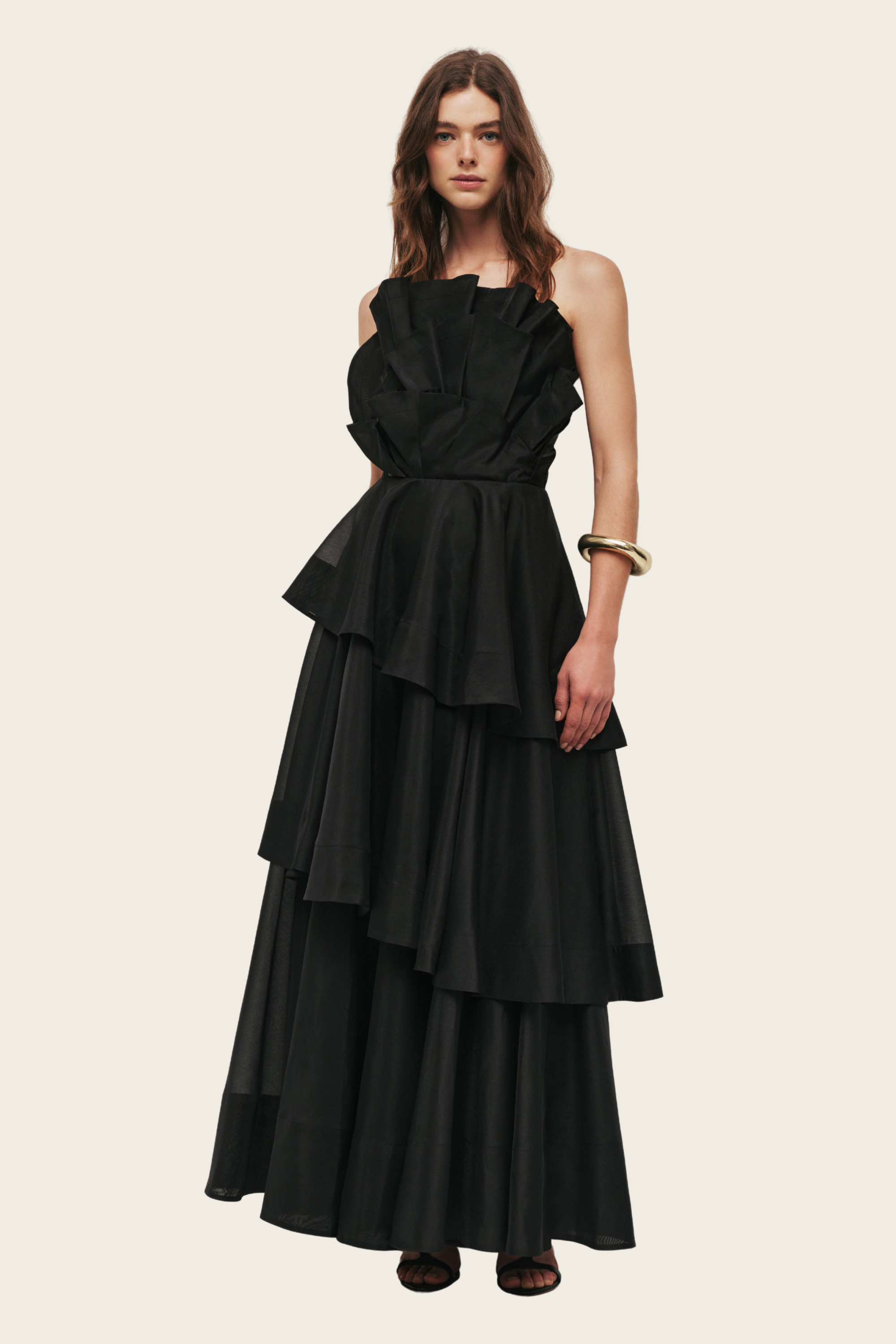 Selestia Gown - Aje, Fabric: 100% Polyester, Women’s strapless gown, Sculptural neckline, New Arrivals, Espace Cannelle, SS26