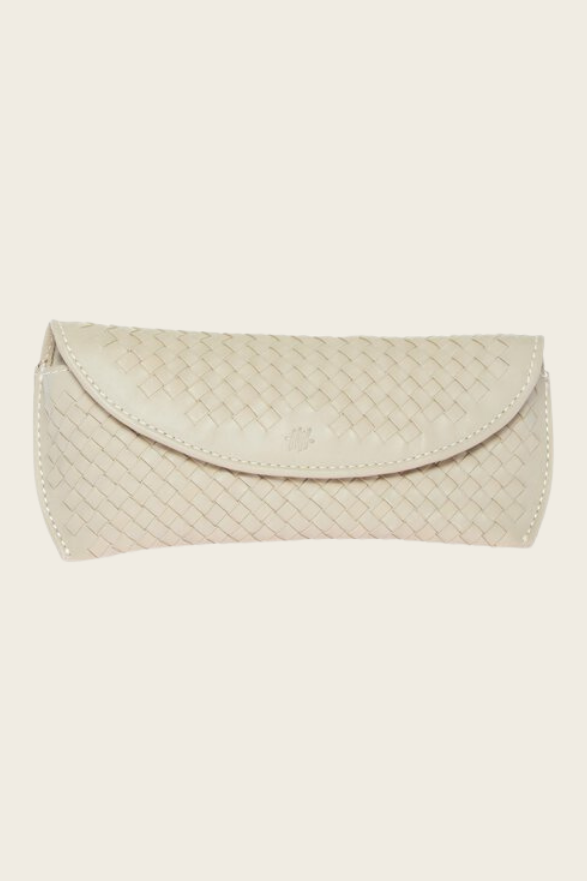 Eyeglass Holder Pearl, Composition: Soft handwoven leather, Colour: Pearl, Structure: Compact and flexible—ideal for eyewear, New Arrivals, SS25, Espace Cannelle