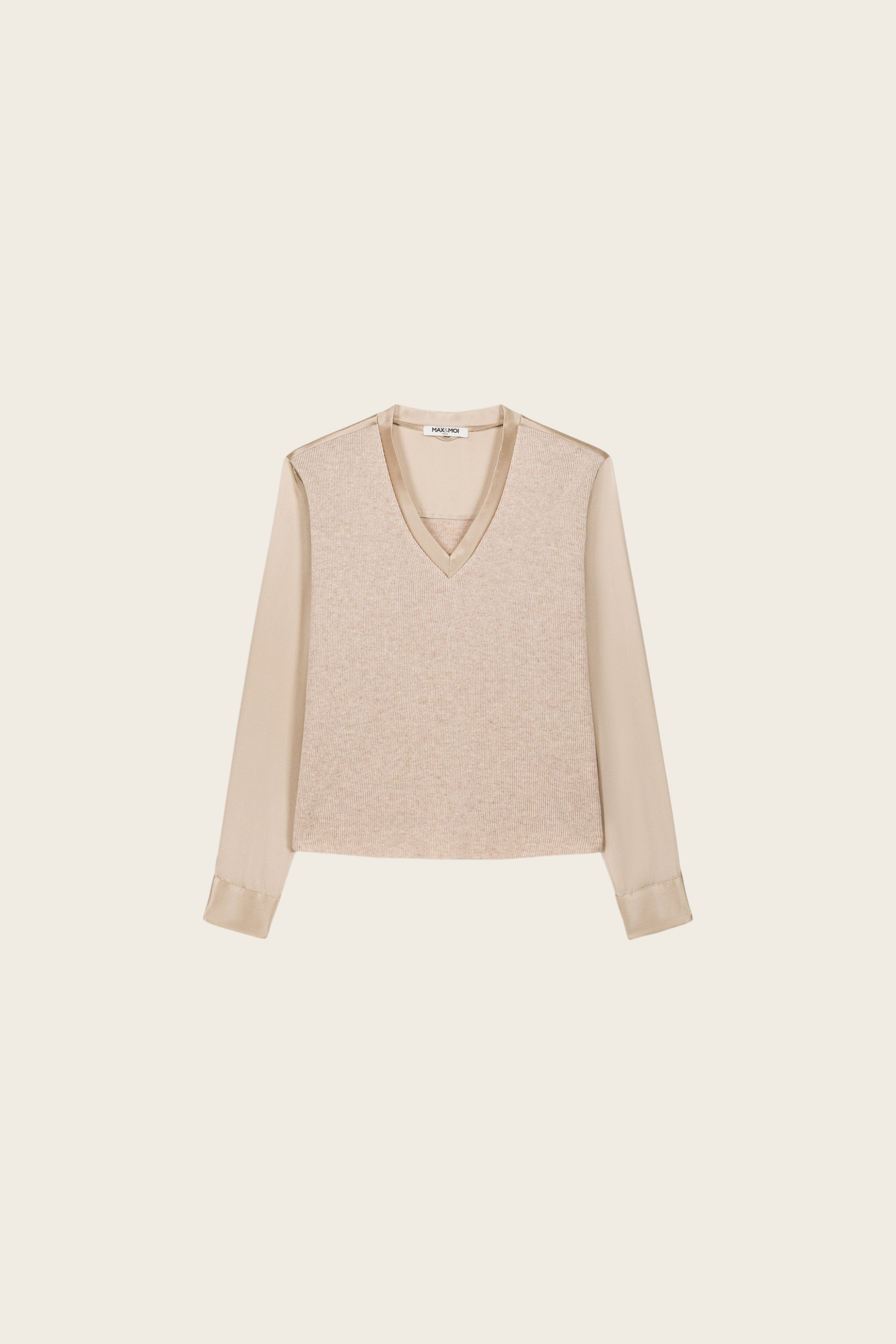 Tara Shirt, Composition: 70% wool, 30% cashmere; Inserts: 95% silk, 5% elastane, Colour: Latte, Two-fabric construction, Espace Cannelle, FW25, New Arrivals