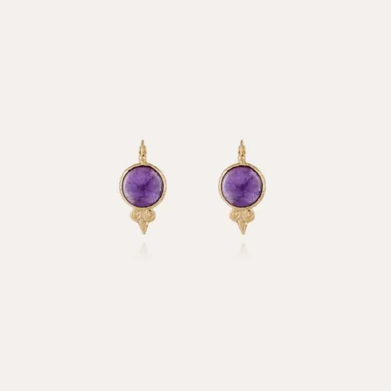Purple Serti earings gold- crystal- Gas Bijoux