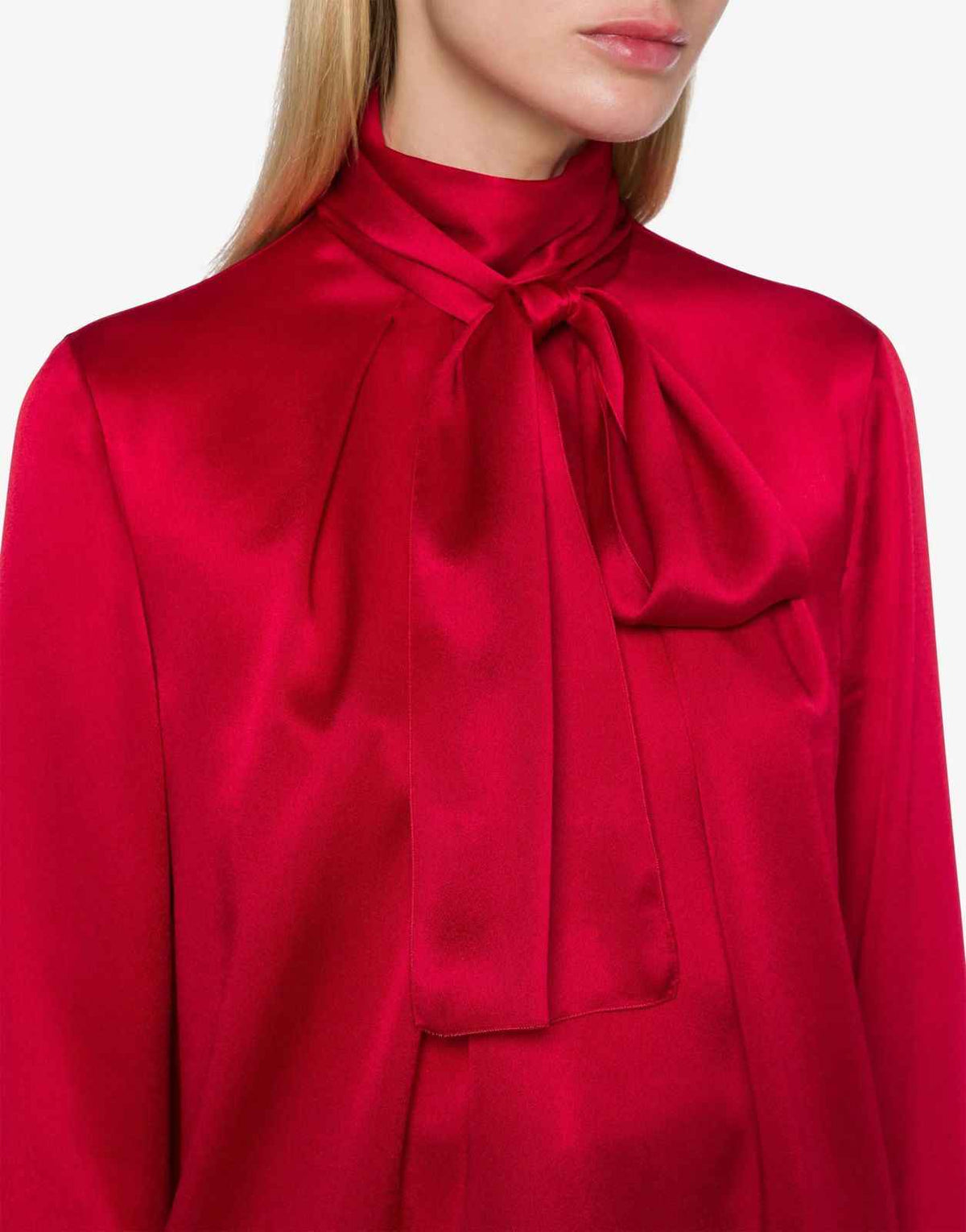 Satin Blouse With Lavallière Collar - Alberta Ferretti
