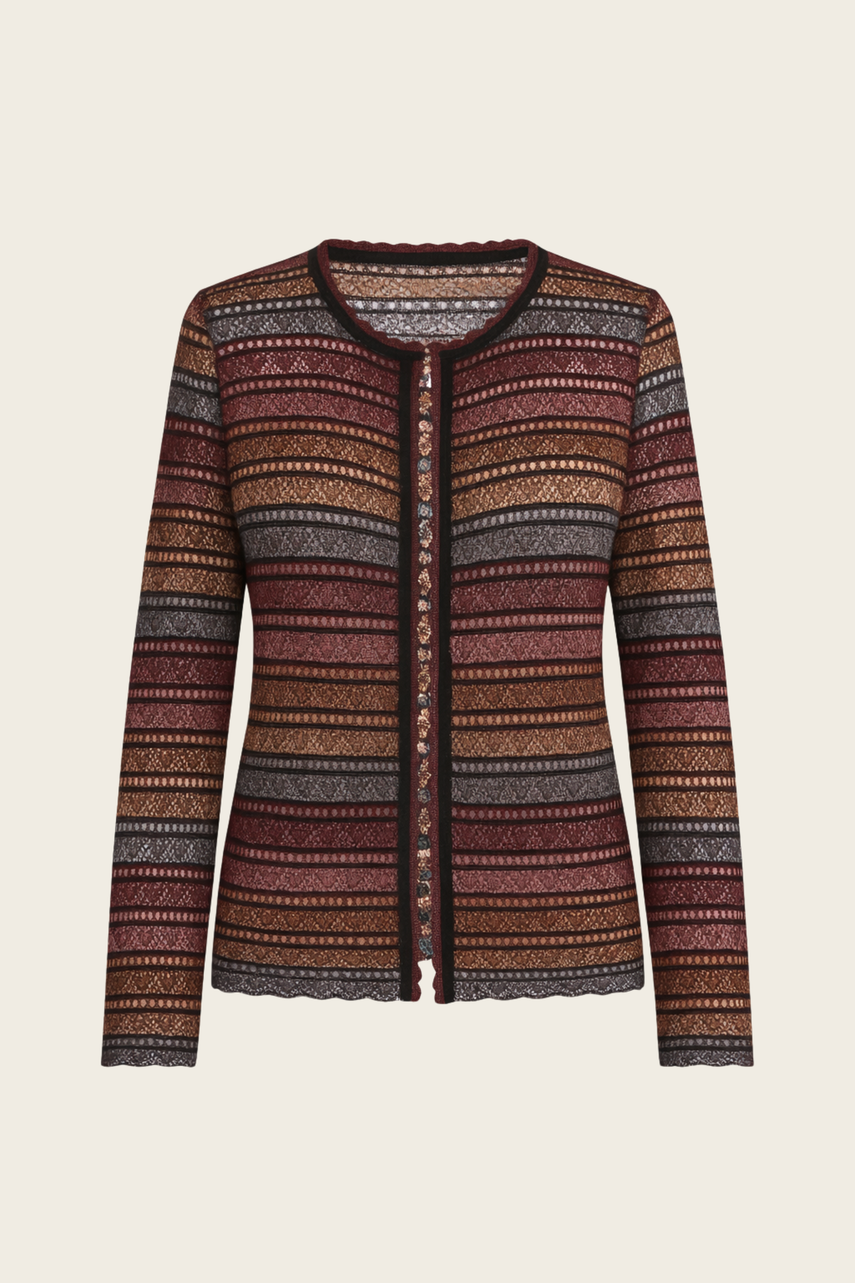 Regiana striped cardigan by Cecilia Prado, front view shown without a model - espace cannelle