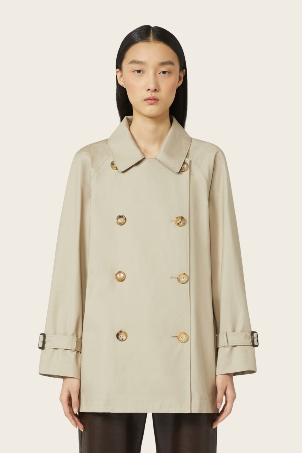 Cropped water-repellent twill trench coat - MaxMara - ESPACE CANNELLE