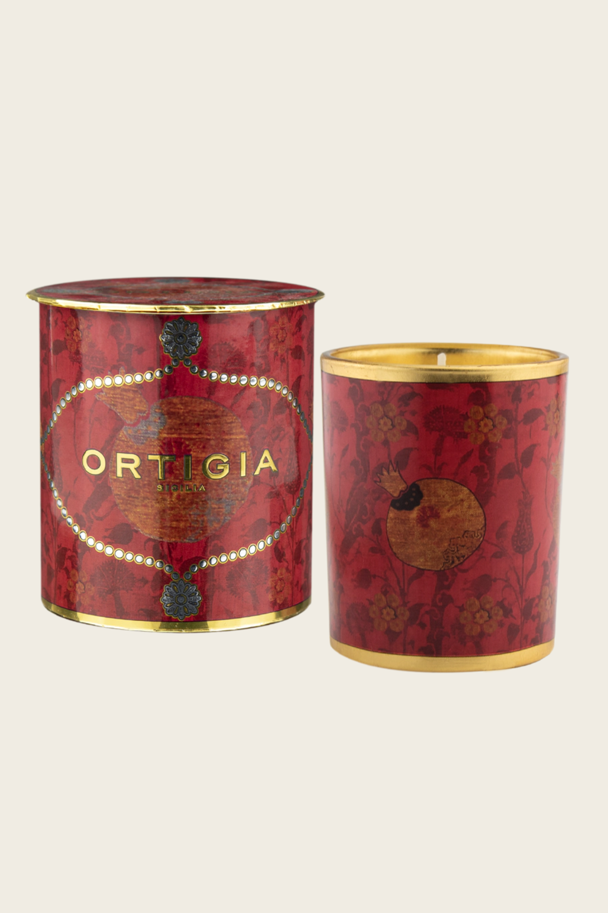 Melograno (Pomegranate) Decorated Candle - Ortigia Sicilia - ESPACE CANNELLE