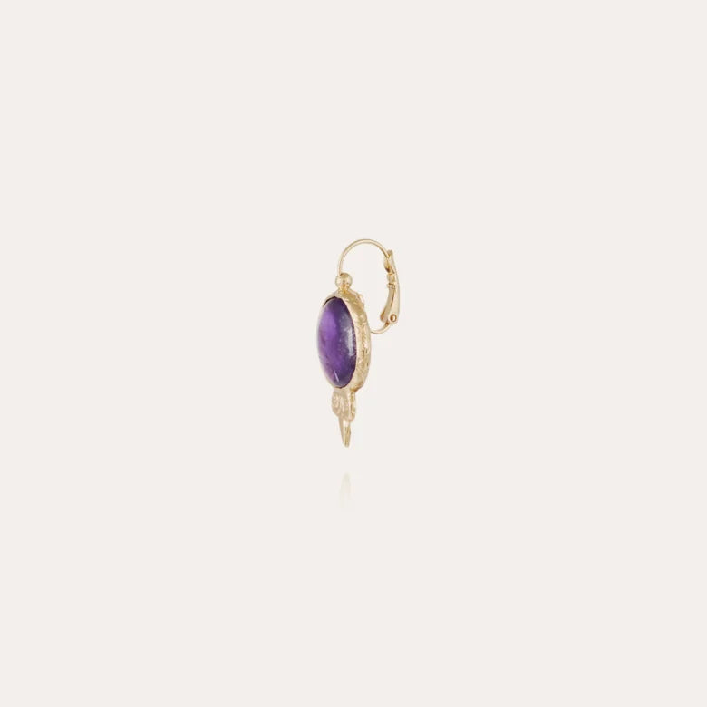 Purple Serti earings gold- crystal- Gas Bijoux - ESPACE CANNELLE