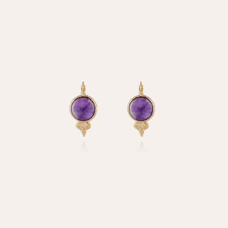 Purple Serti earings gold- crystal- Gas Bijoux