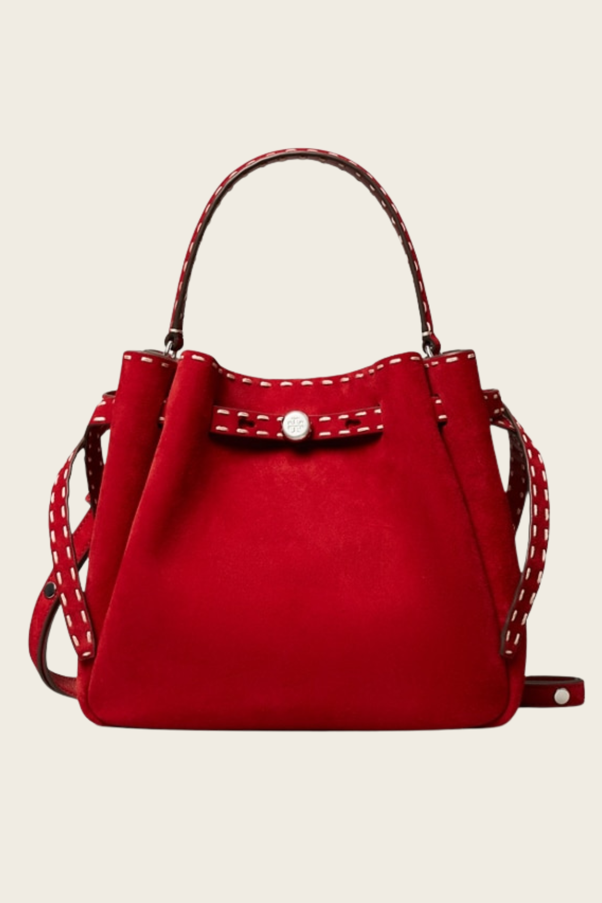 Romy Suede Pick Stitch Bucket Bag - Tory Burch