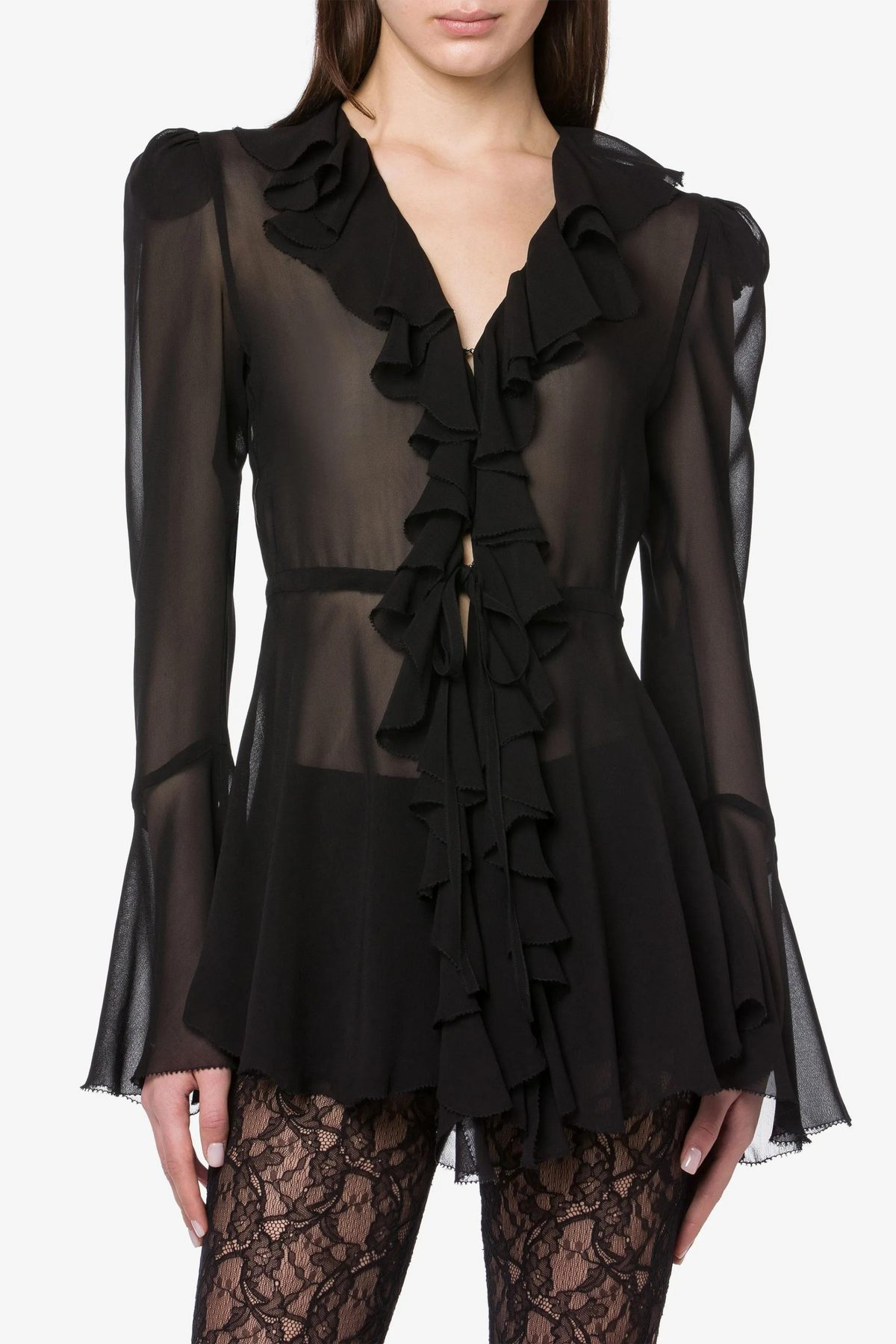 Ruffled Semi Sheer Blouse - Philosophy