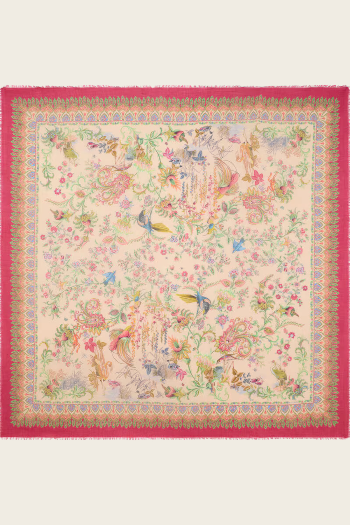 Shawl with Flora and Fauna Motif - Etro - ESPACE CANNELLE