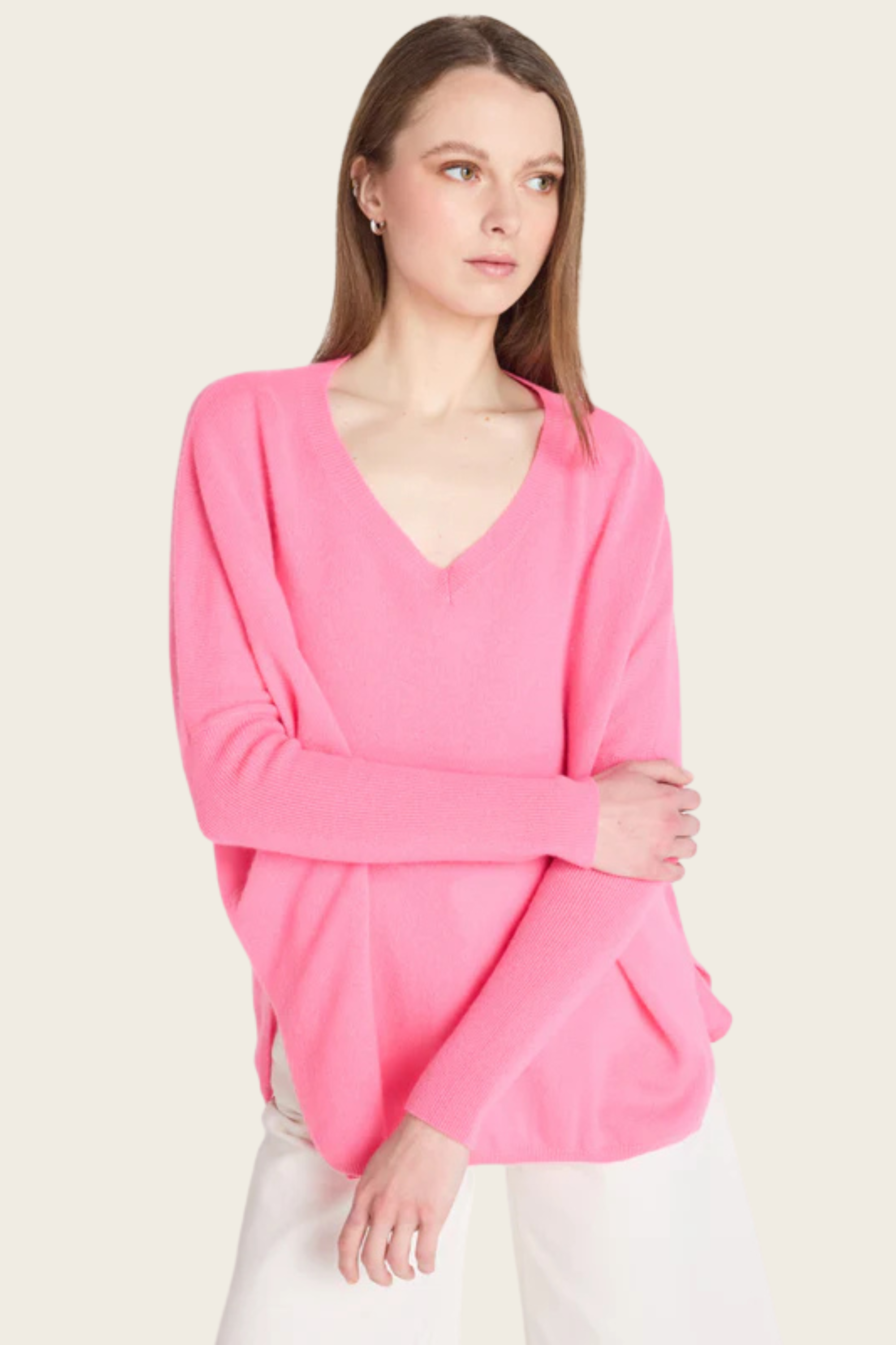 Camille V-neck cashmere poncho - Absolut Cashmere