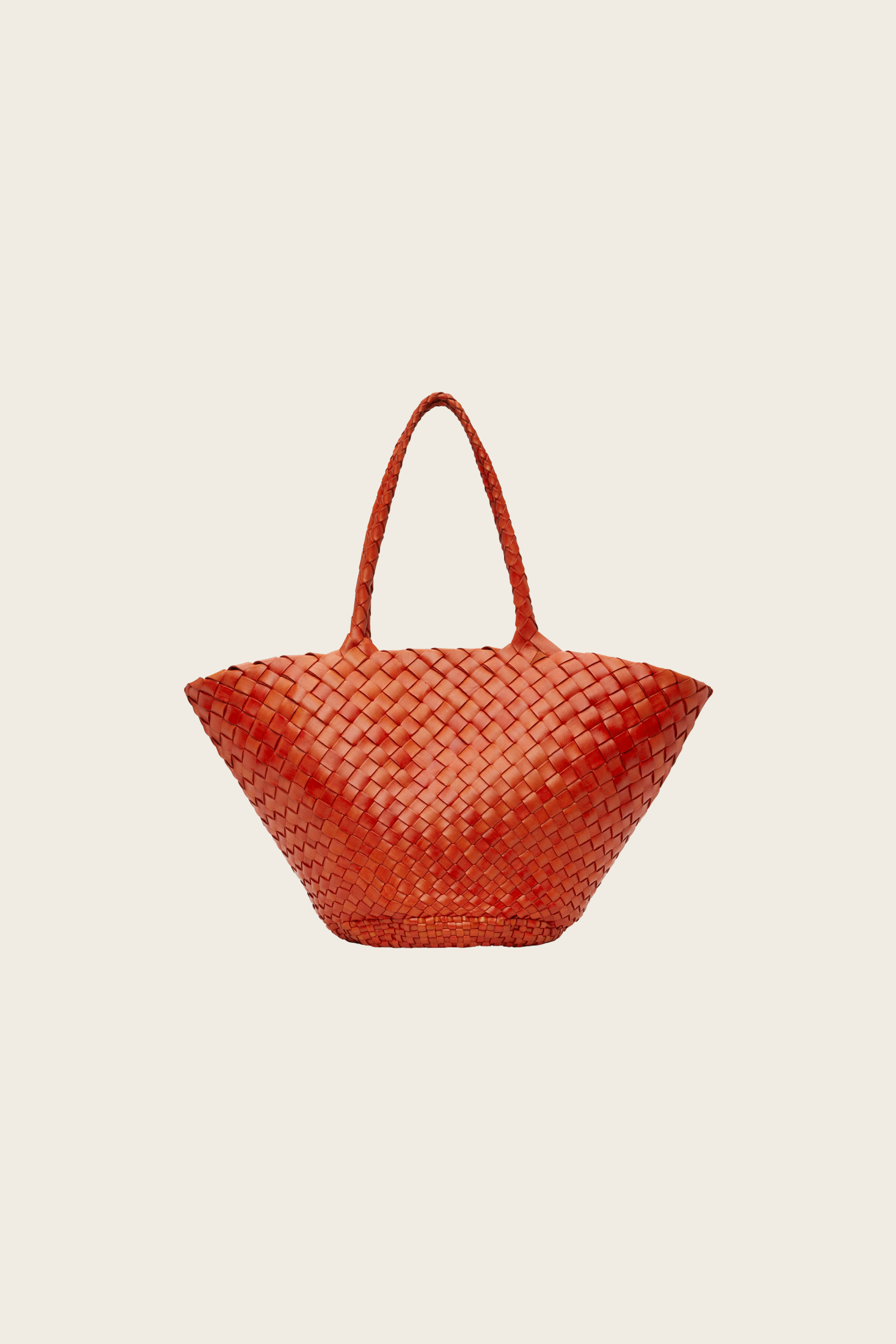 Egola Orange, Composition: Handwoven buffalo calf leather, Colour: Orange, Closure: Open top, New Arrivals, SS25, Espace Cannelle