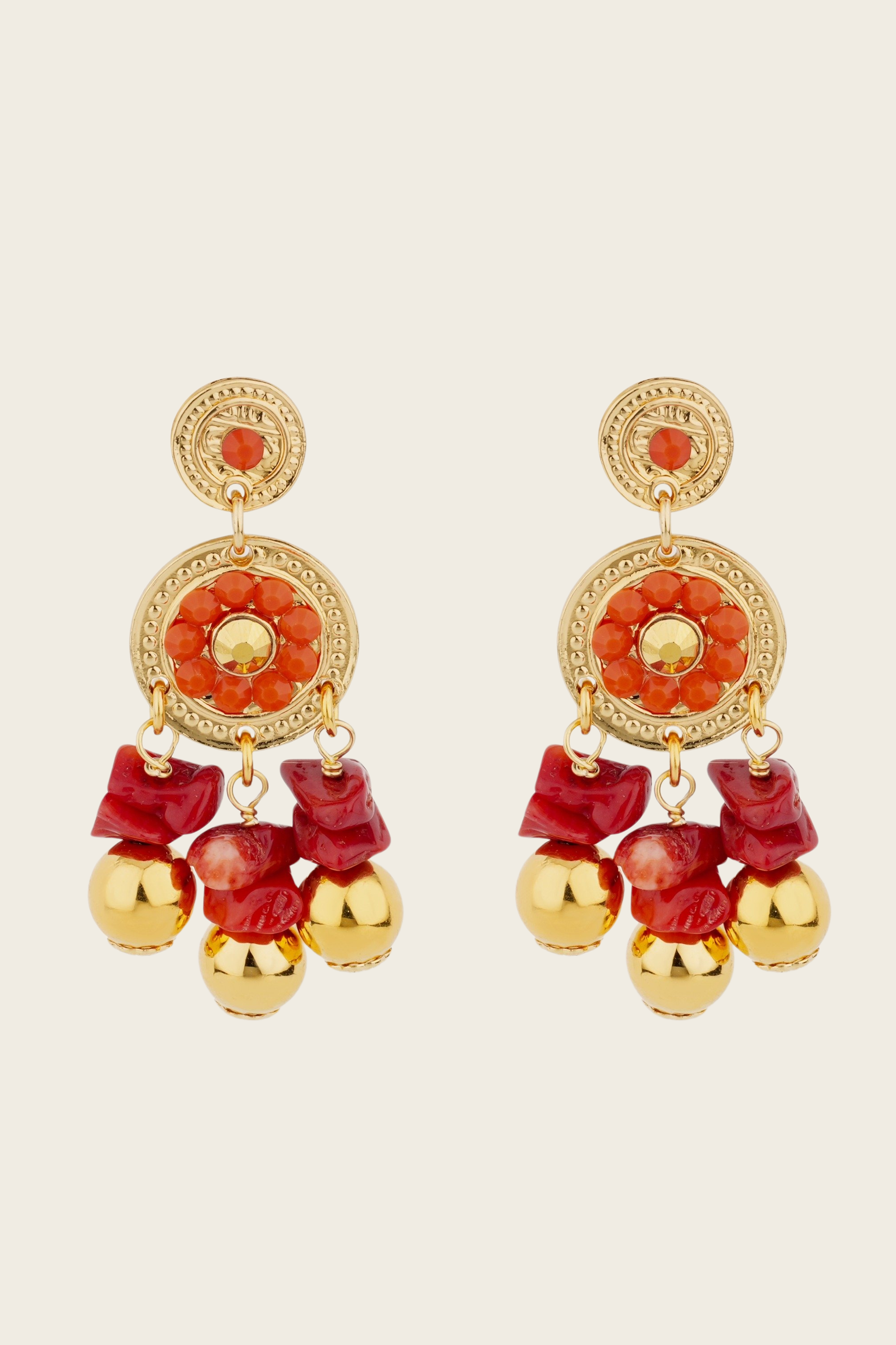 Sequin tow rows earrings Bambou Corail - Gas Bijoux