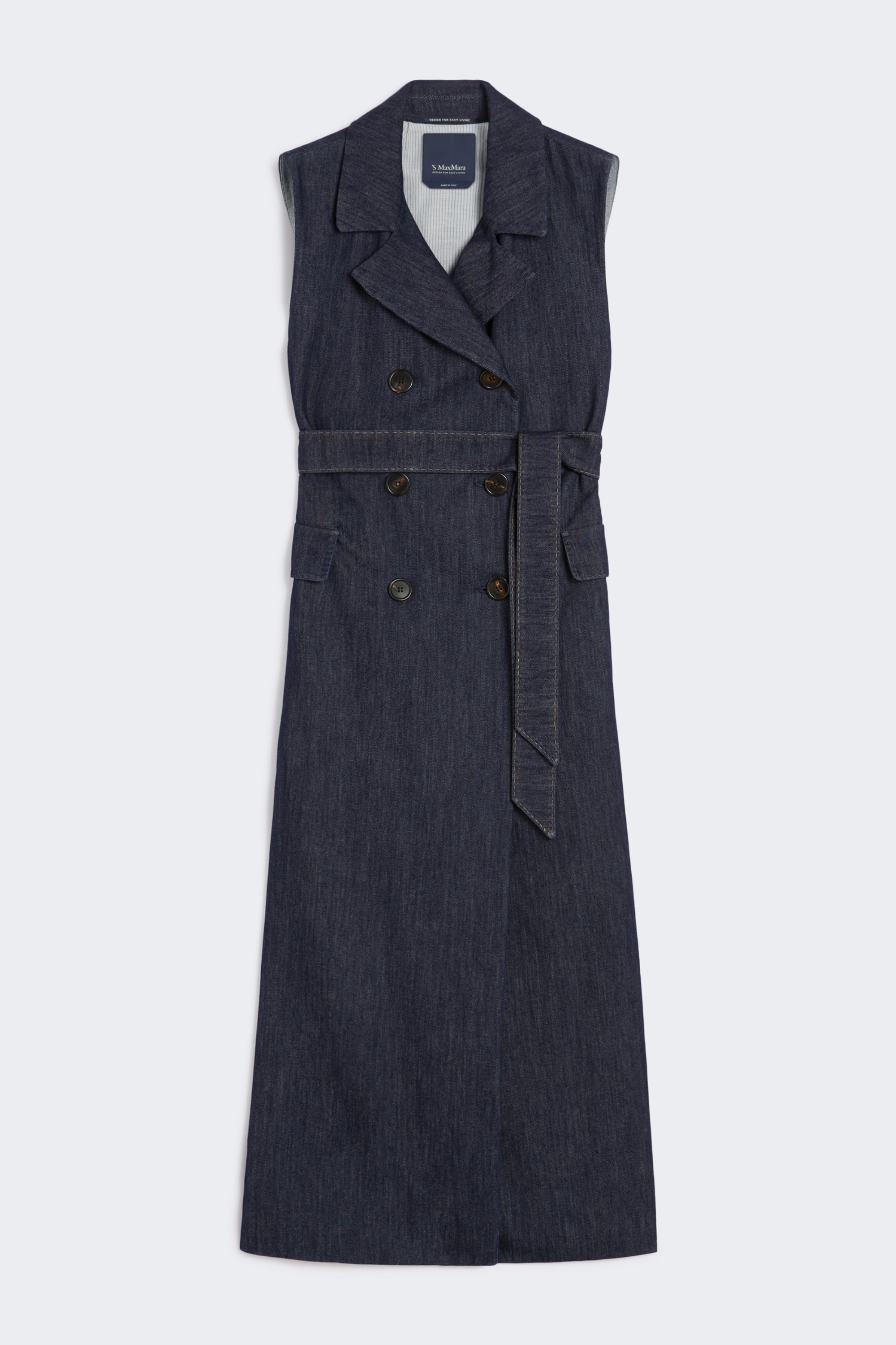 Greta Long Denim Sleeveless Coat- Max Mara