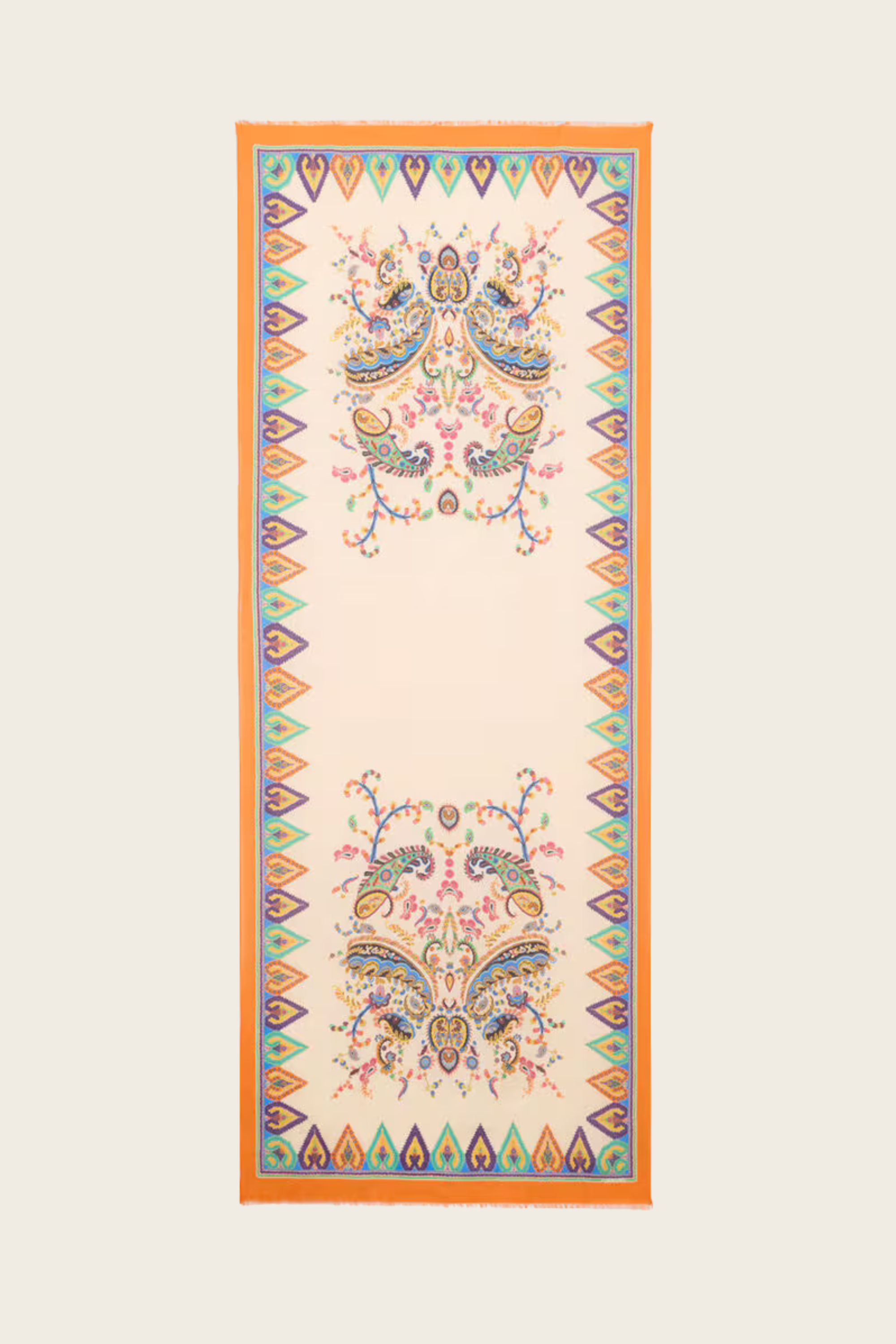 Cotton-Blend Jacquard Scarf With Floral Paisley Motif, Composition: 53% cotton, 47% modal, Dimensions: 27.6 × 66.9 in (70 × 170 cm), Jacquard construction with floral Paisley motif, New Arrivals, SS26, Espace Cannelle