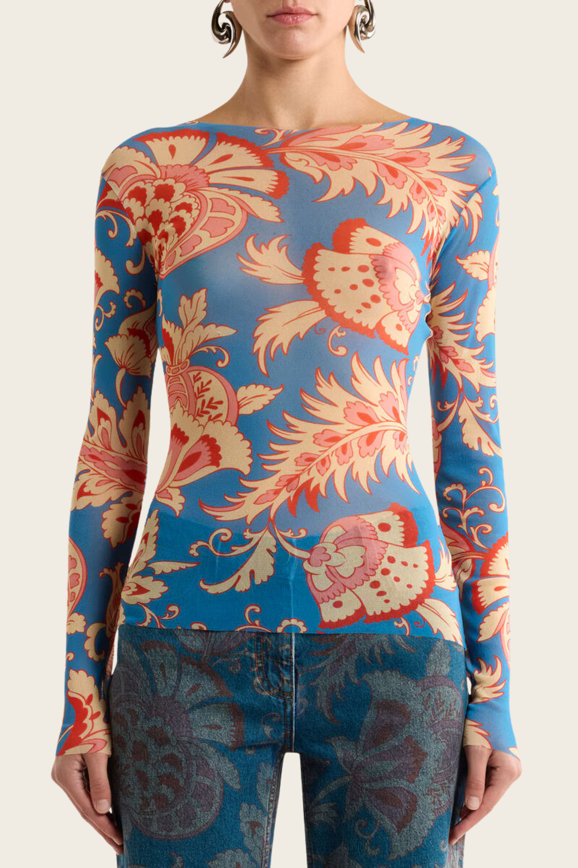 Floral Motif Tulle Top - Etro - ESPACE CANNELLE - New Arrivals - SS26