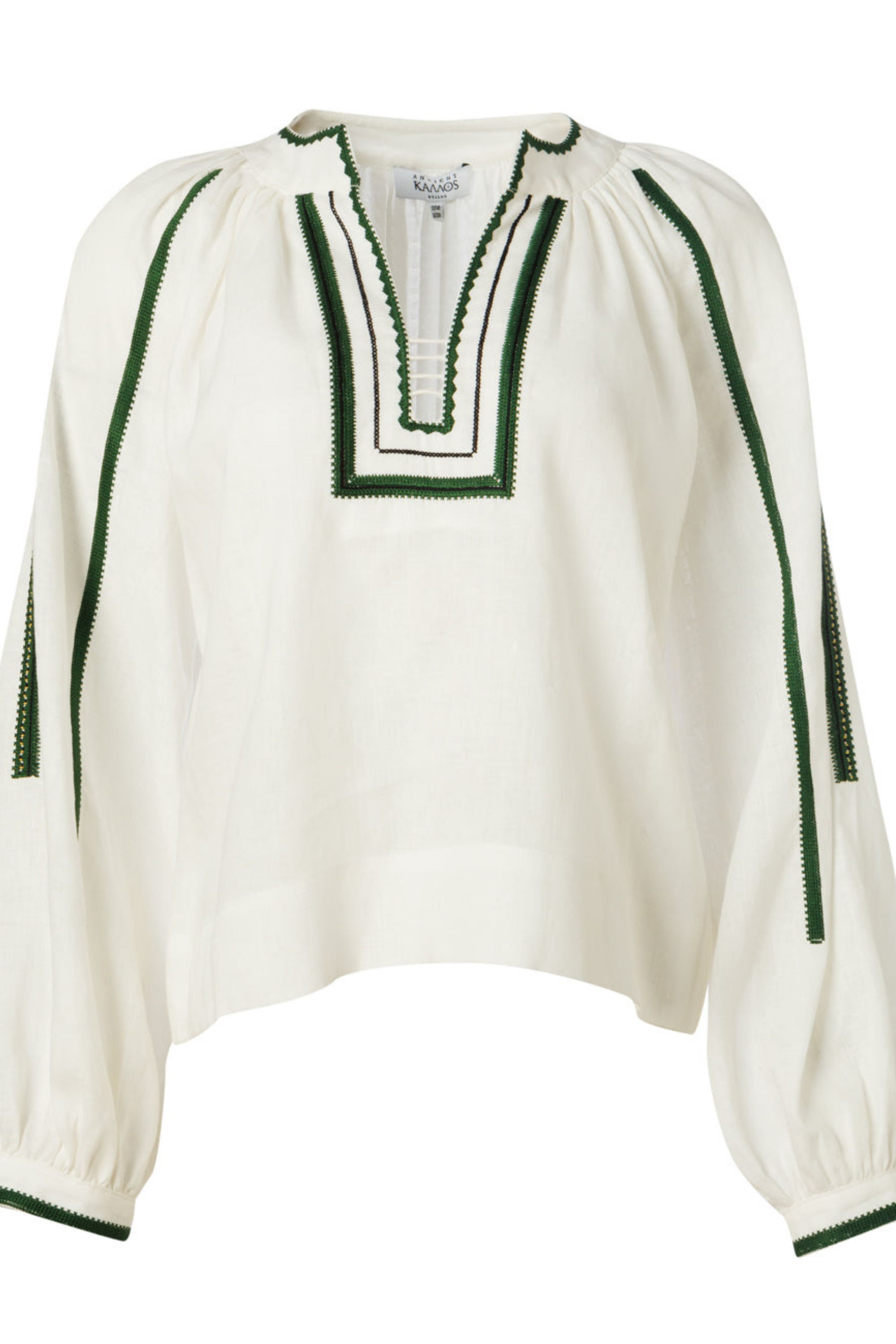 Thessalia Embroidered Linen Blouse - Ancient Kallos