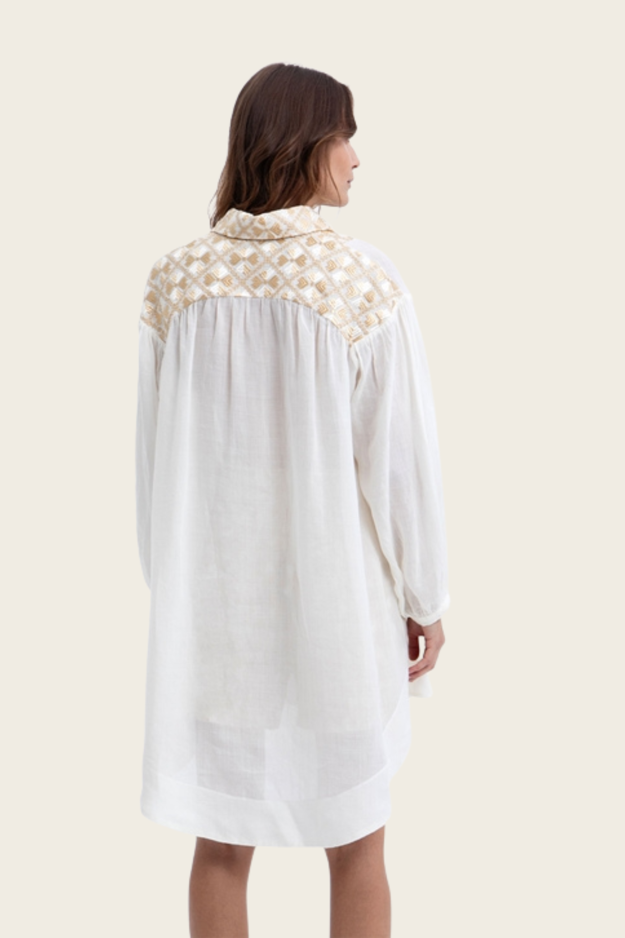 Embroidered Flakes Tunic - Greek Archaic Kori - ESPACE CANNELLE