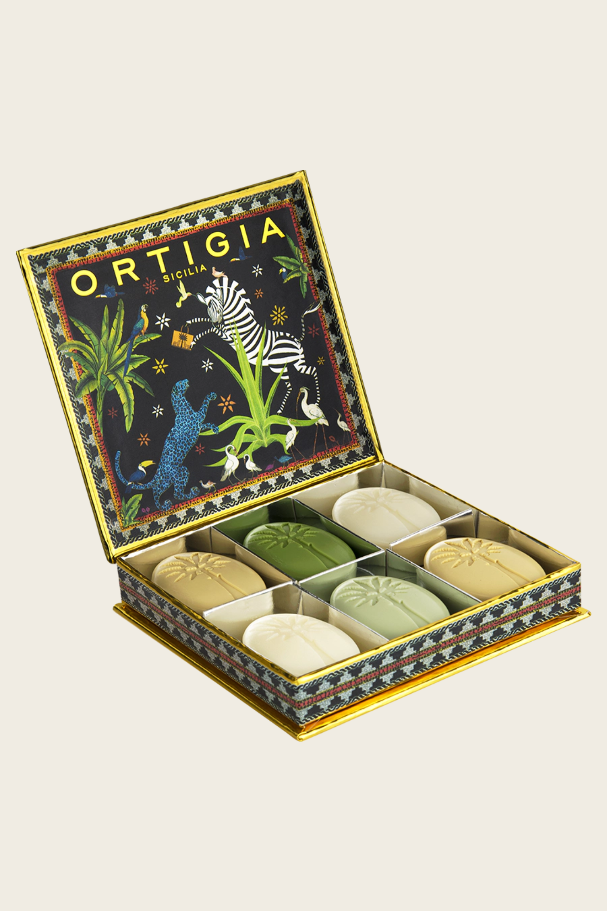 Conjunto de Sabonetes de Azeite Sortidos Jungle Black x 6 – Ortigia Sicilia