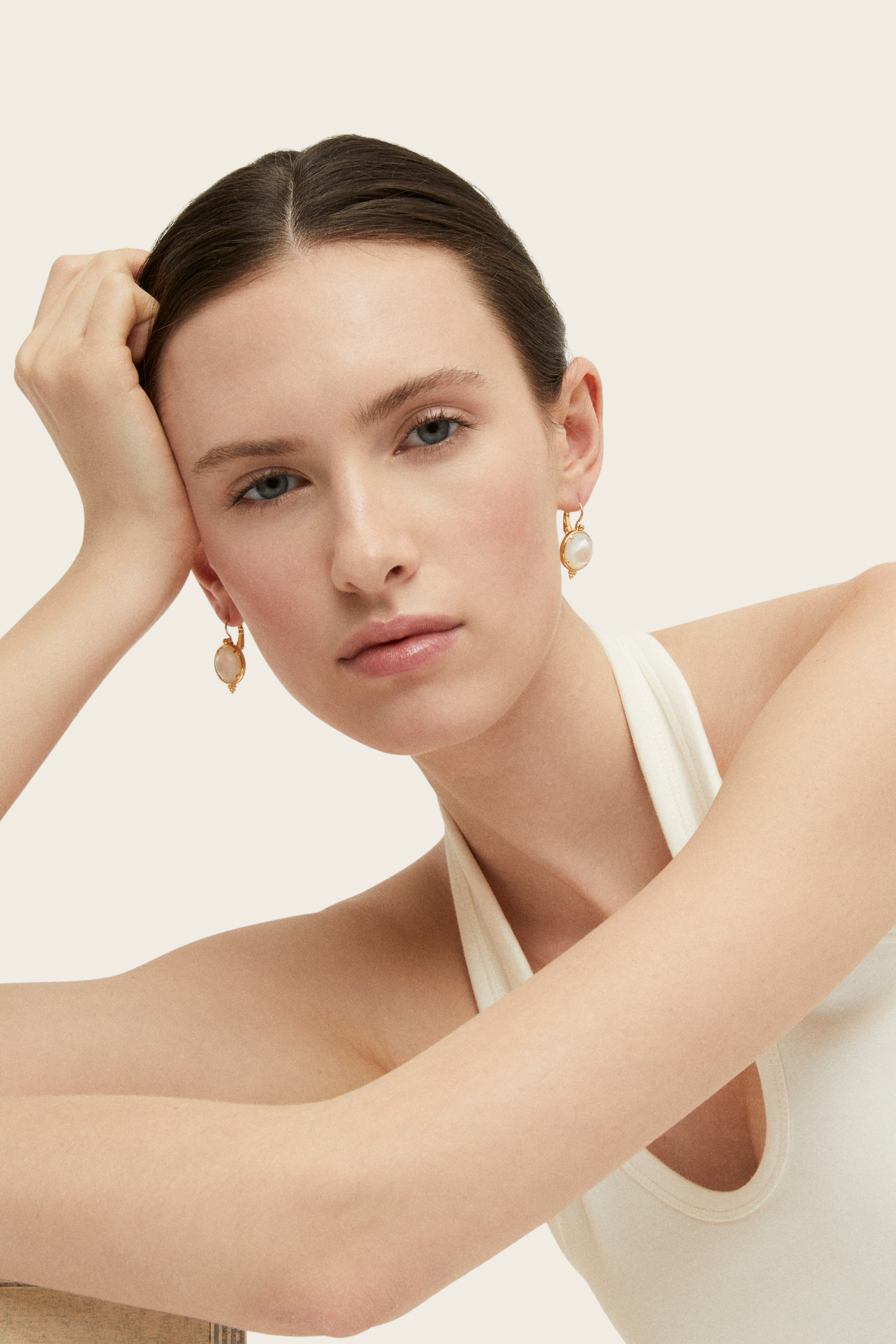 Serti earrings White Mother-of-pearl - Gas Bijoux