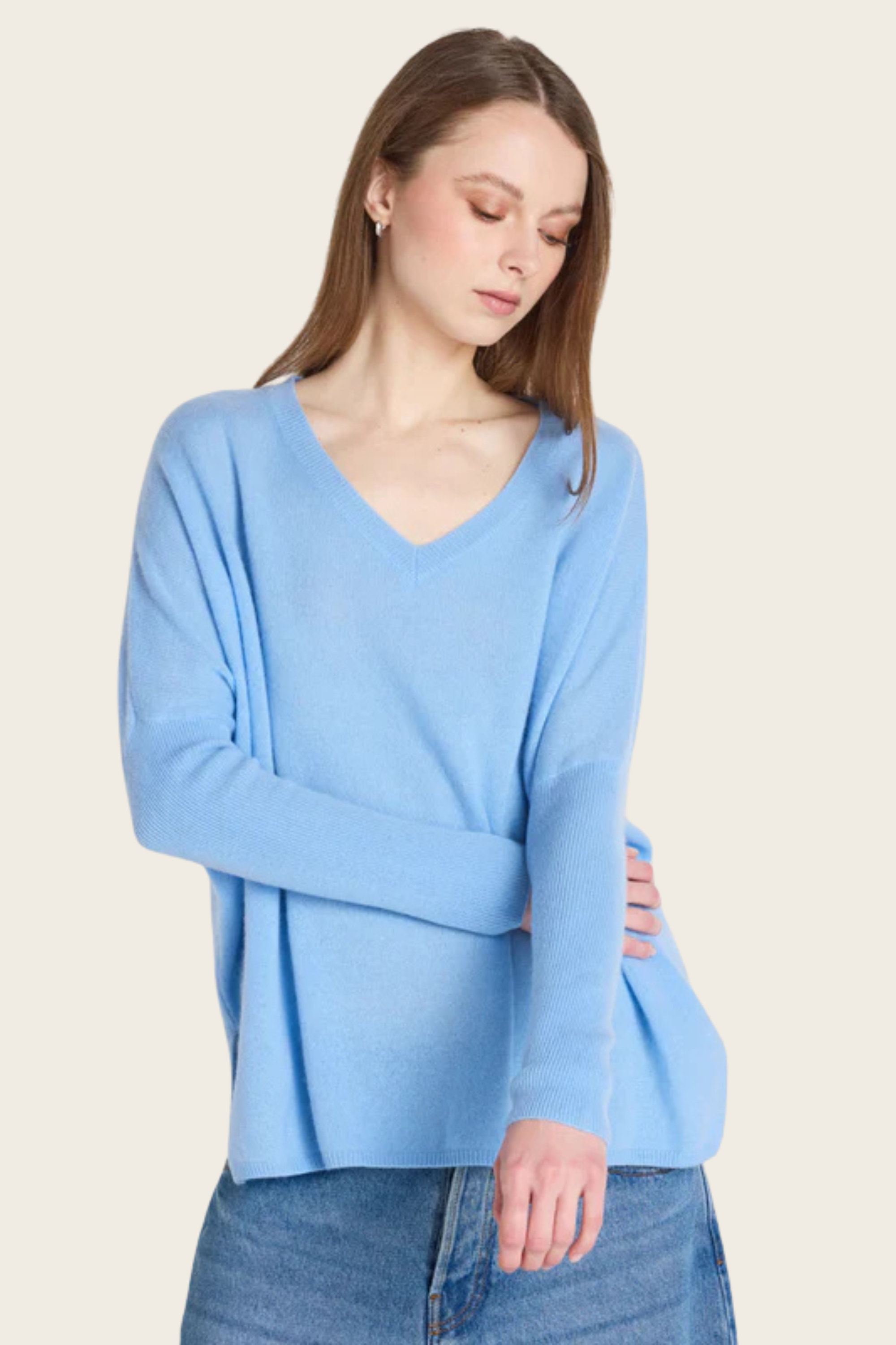 Camille V-neck cashmere poncho - Absolut Cashmere