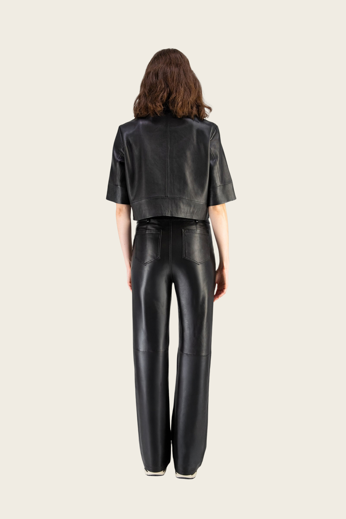 Black Vie jacket by Max&Moi, back view showing panel seams and cropped hem - espace cannelle