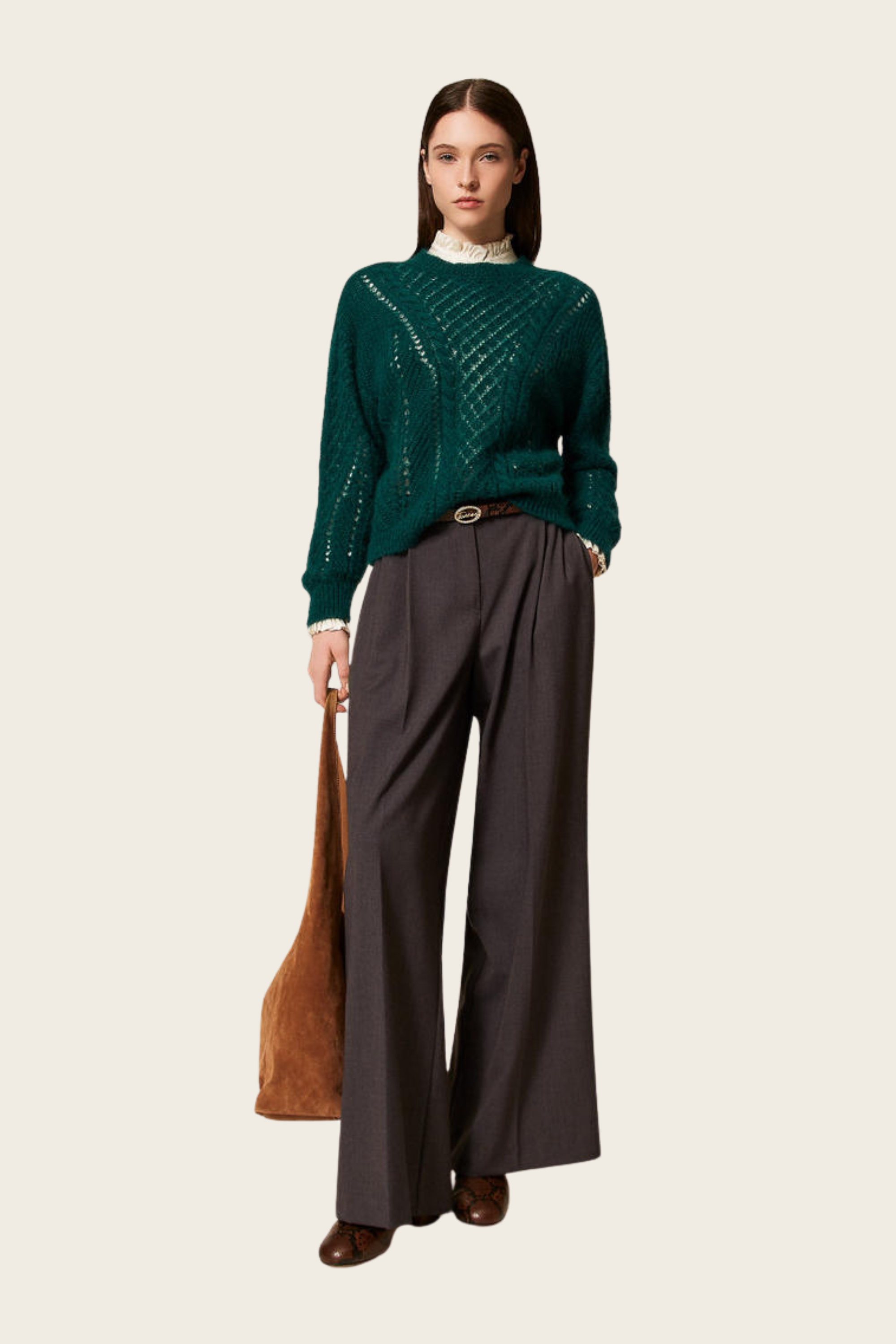 Mohair blend open work jumper - Twinset