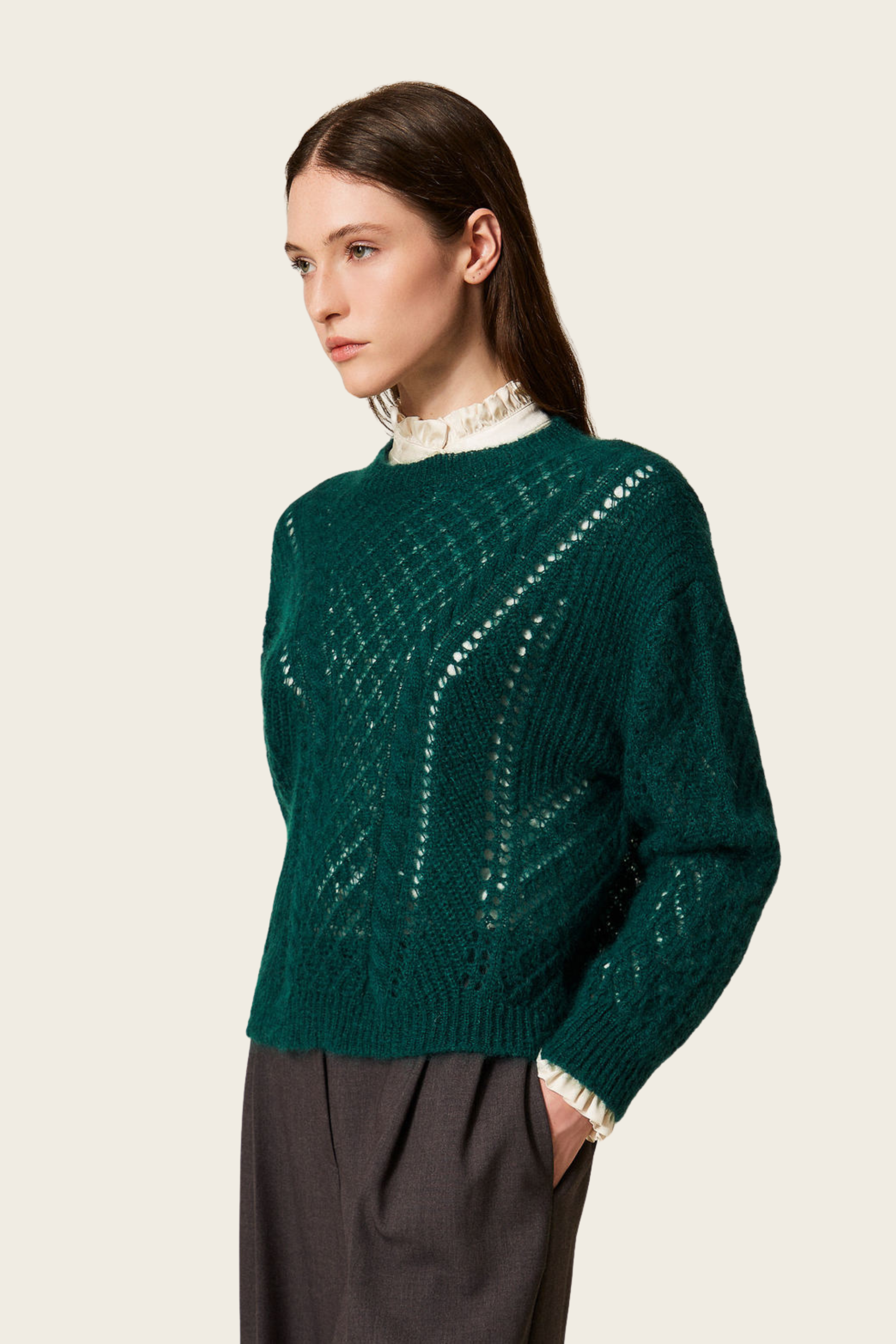 Mohair blend open work jumper - Twinset