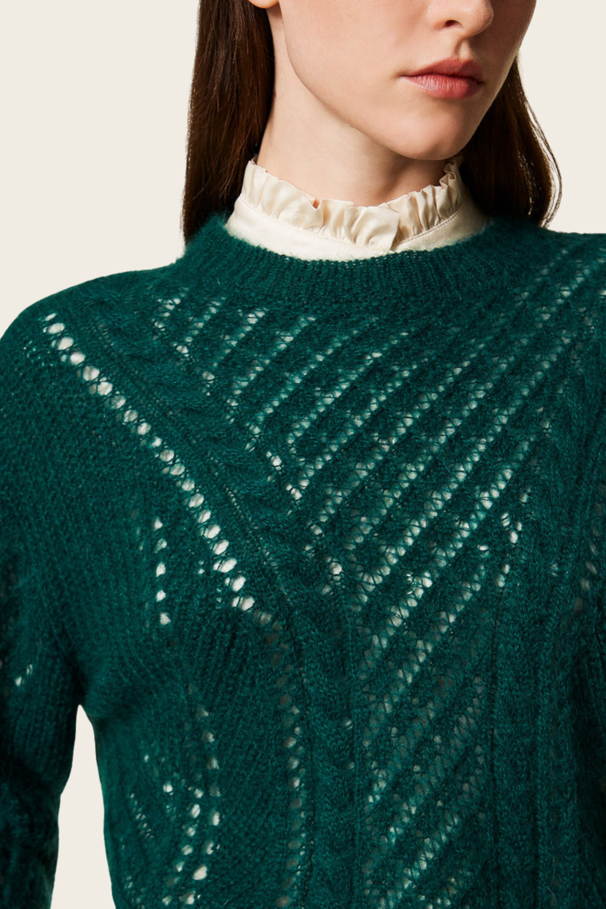 Mohair blend open work jumper - Twinset