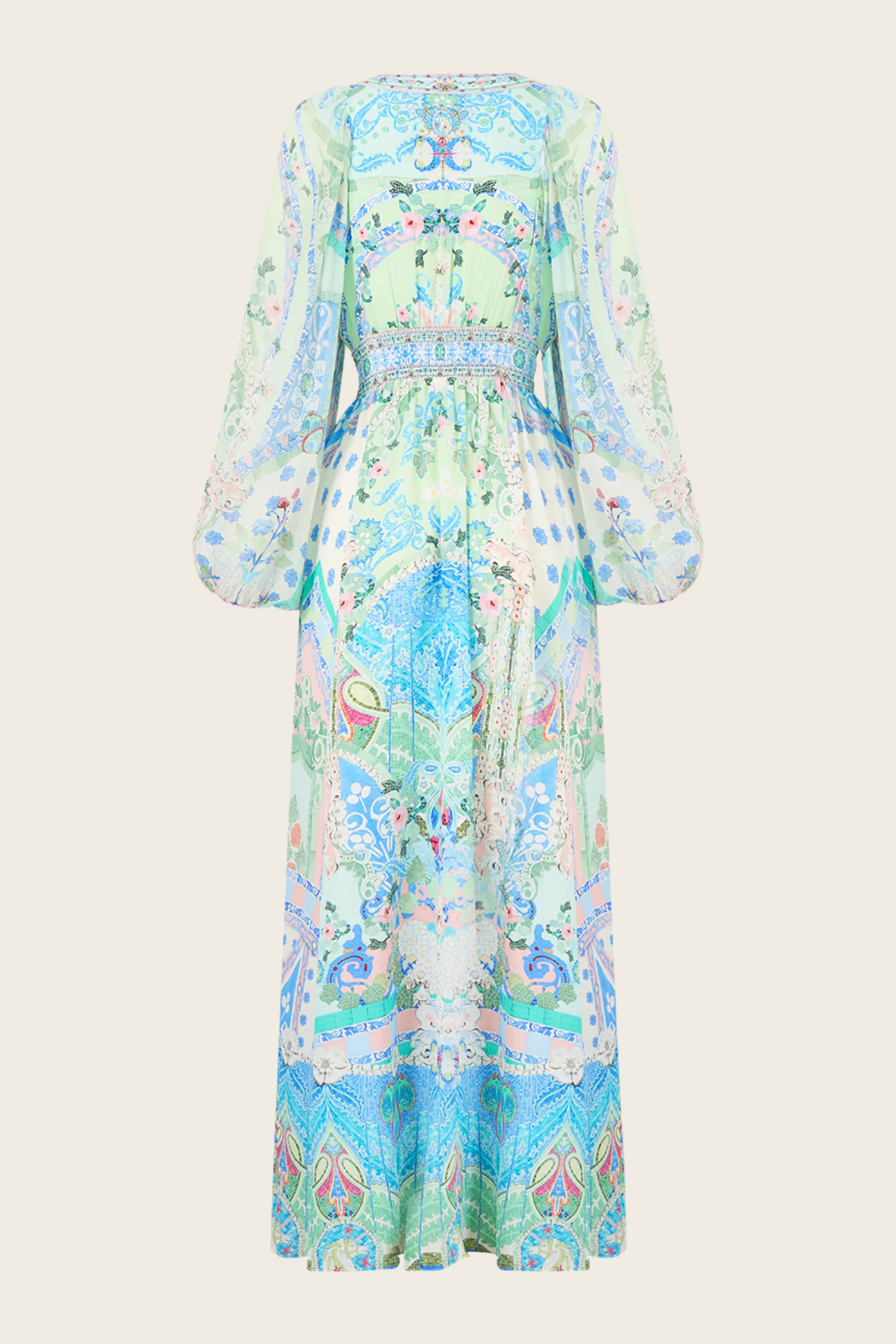Lace-Up Front Long Dress - Midsummer Mosaics - Camilla - ESPACE CANNELLE - SS26 - New Arrivals