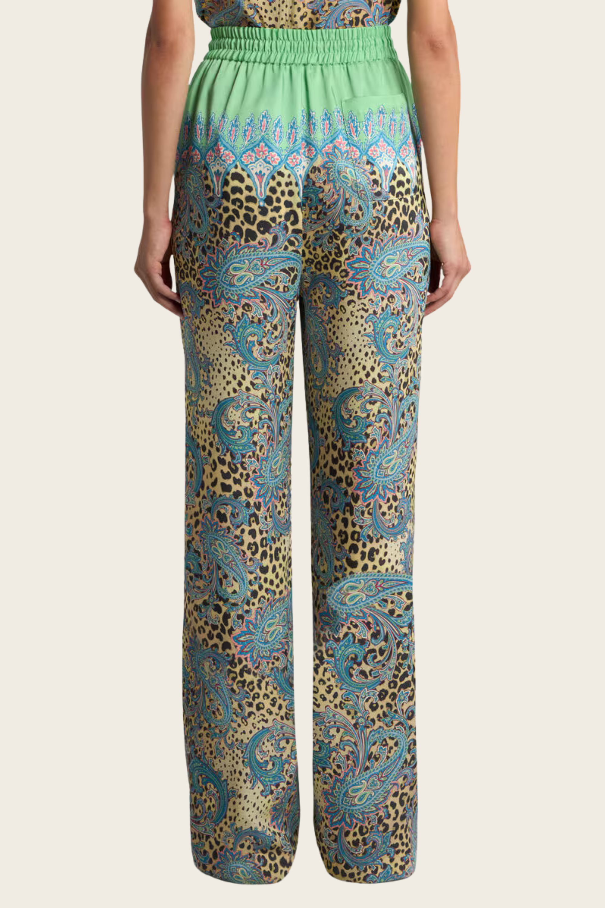 Calças Wide-Leg com Estampado Paisley e Animal Localizado - Etro