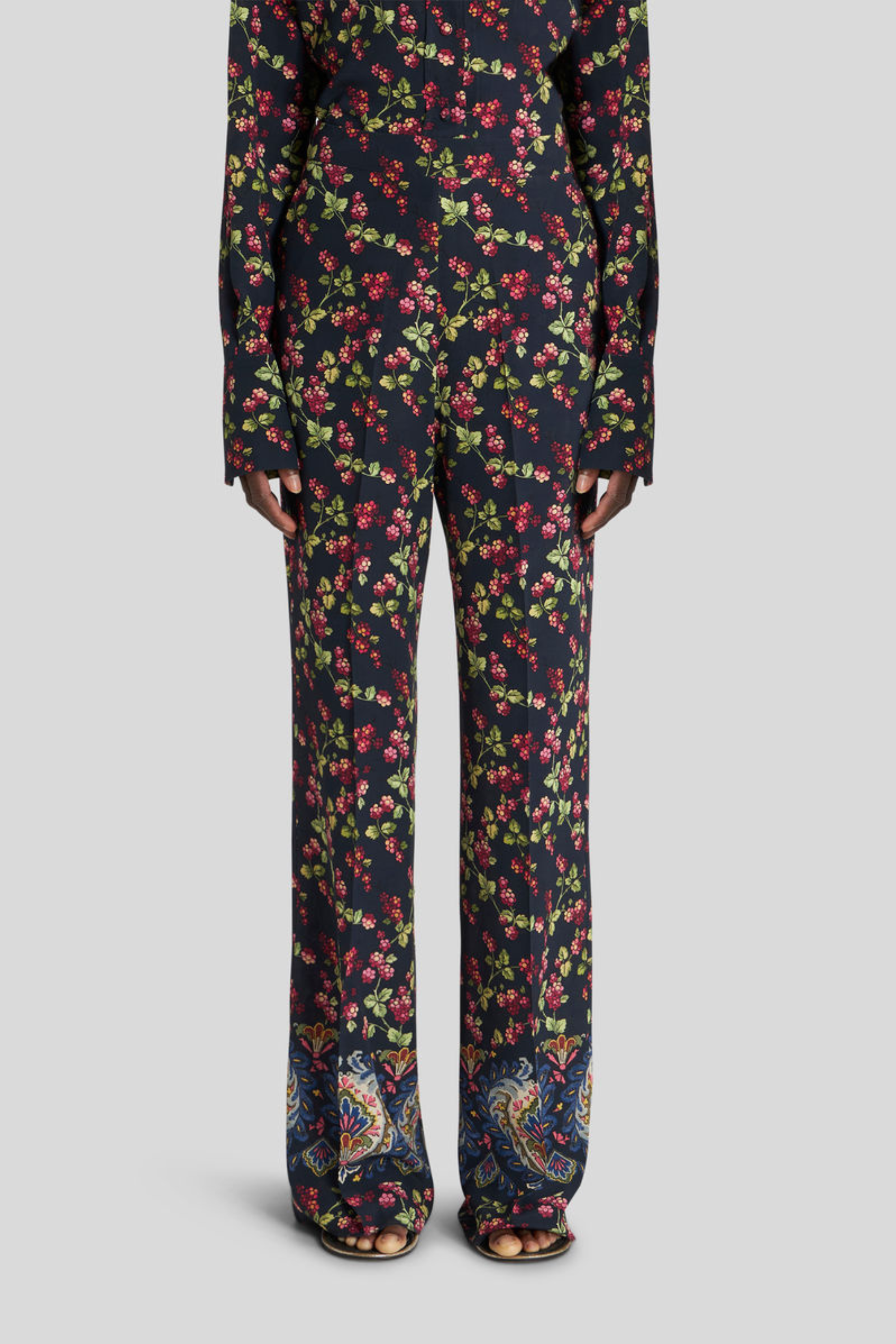 Berry Print Silk Palazzo Trousers - Etro