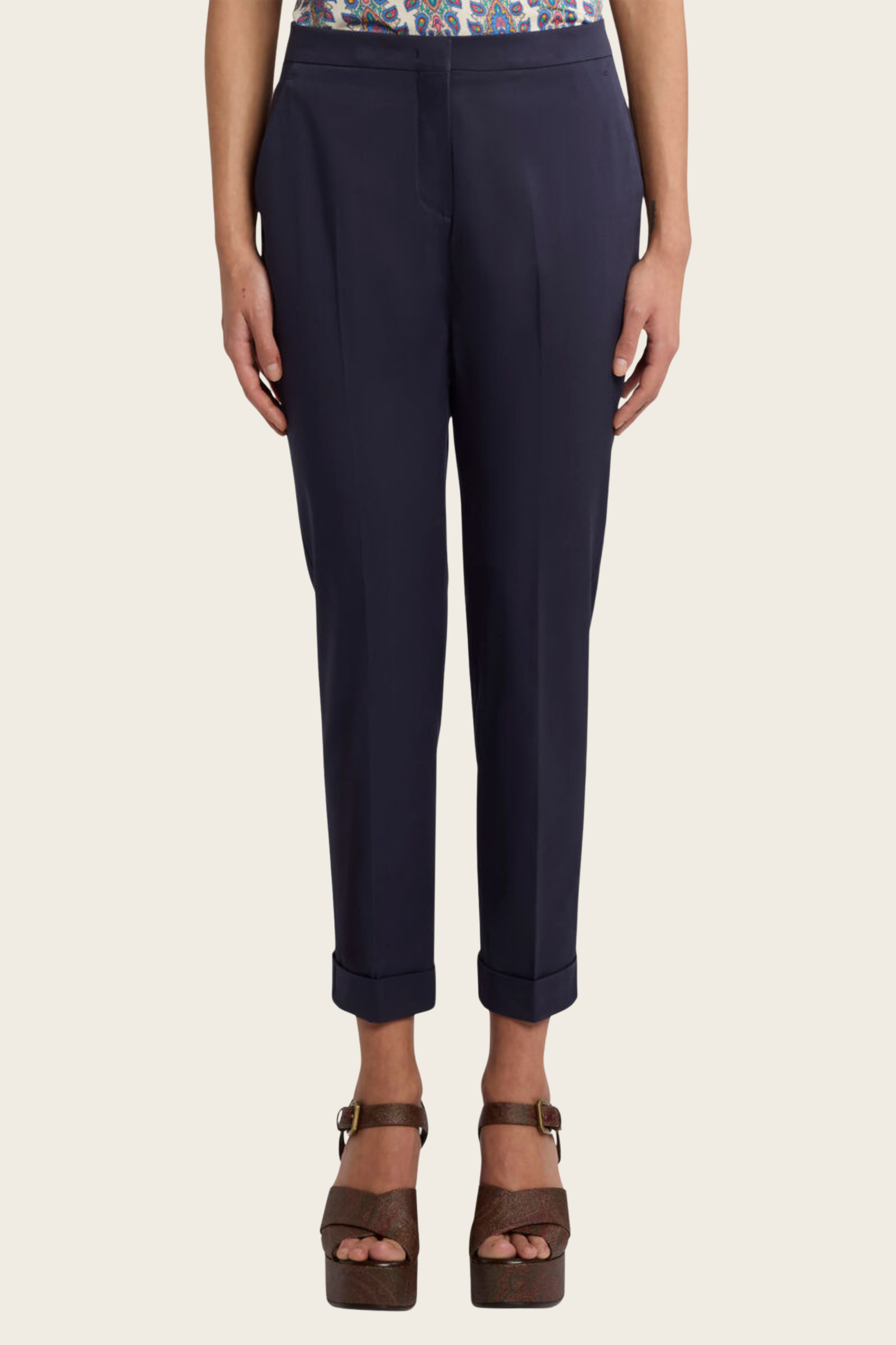 Cropped stretch cotton trousers - Etro