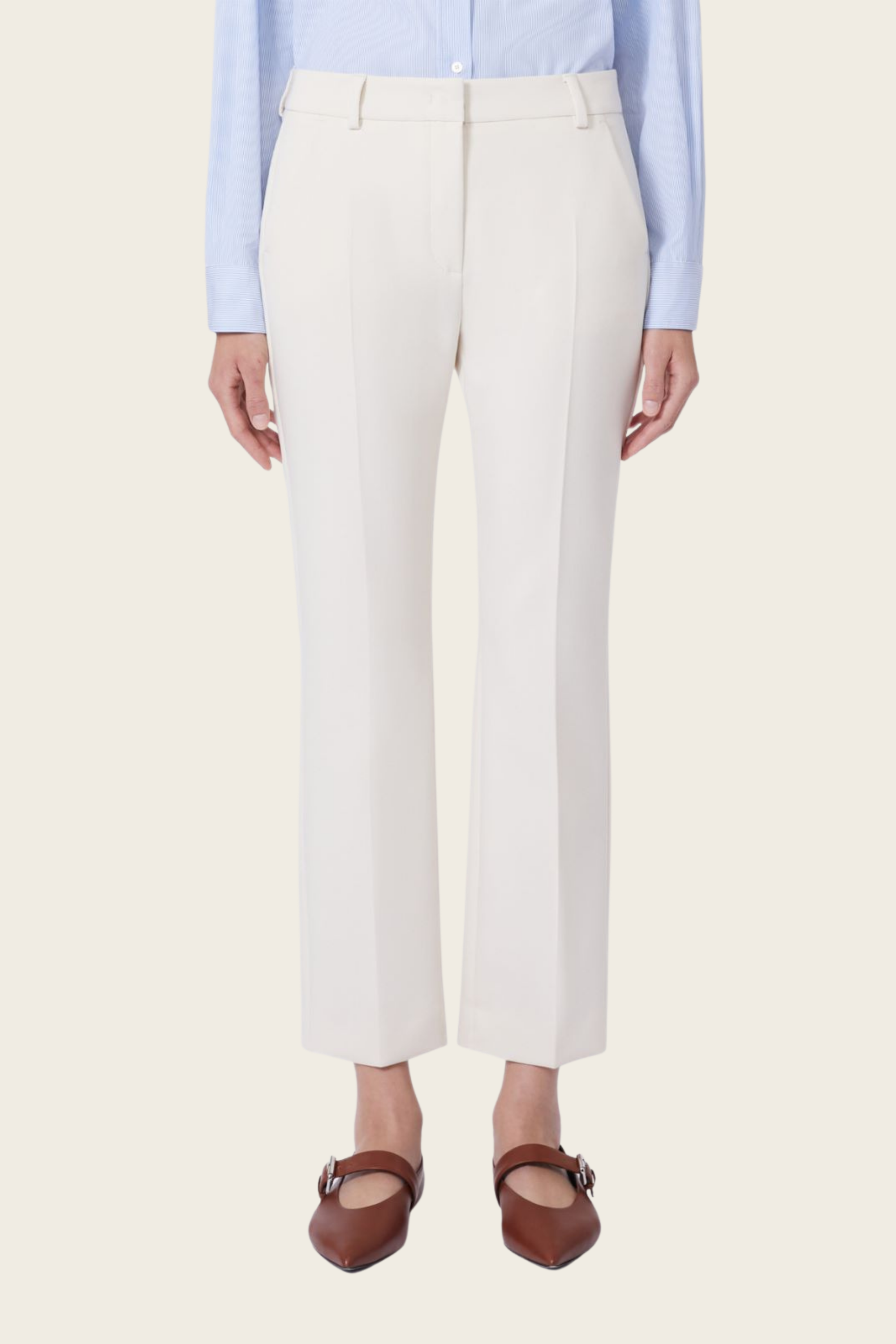 Ivory Double-faced viscose canvas trousers - MaxMara