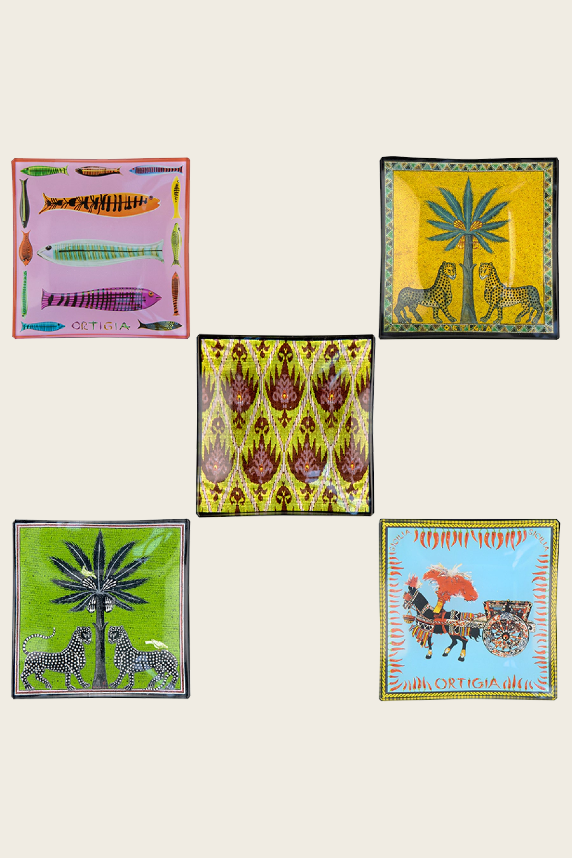 Conjunto Tin Carretto 5 Pratos de Vidro – Ortigia Sicilia