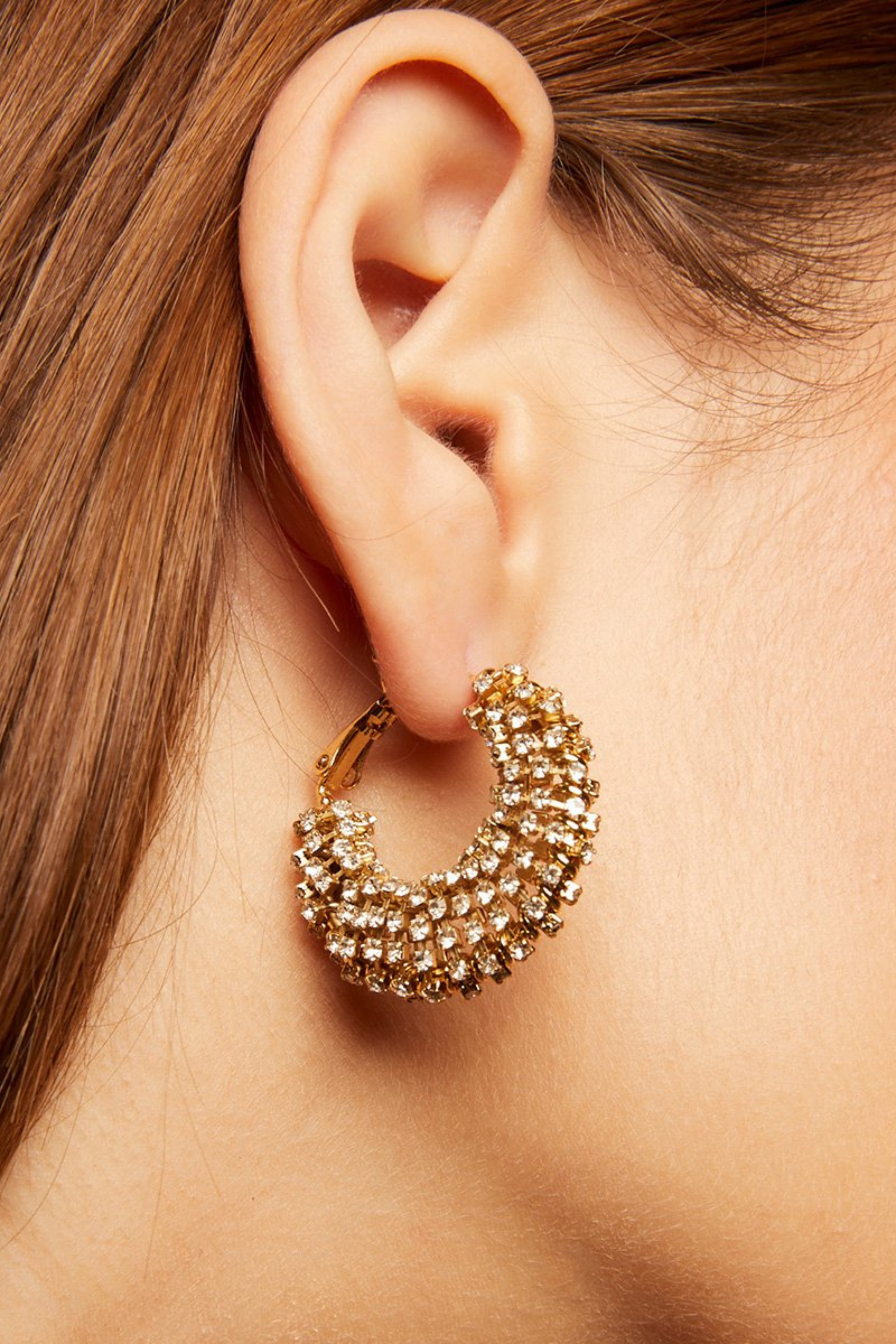 Brincos Izzia Strass tamanho pequeno - Gas Bijoux