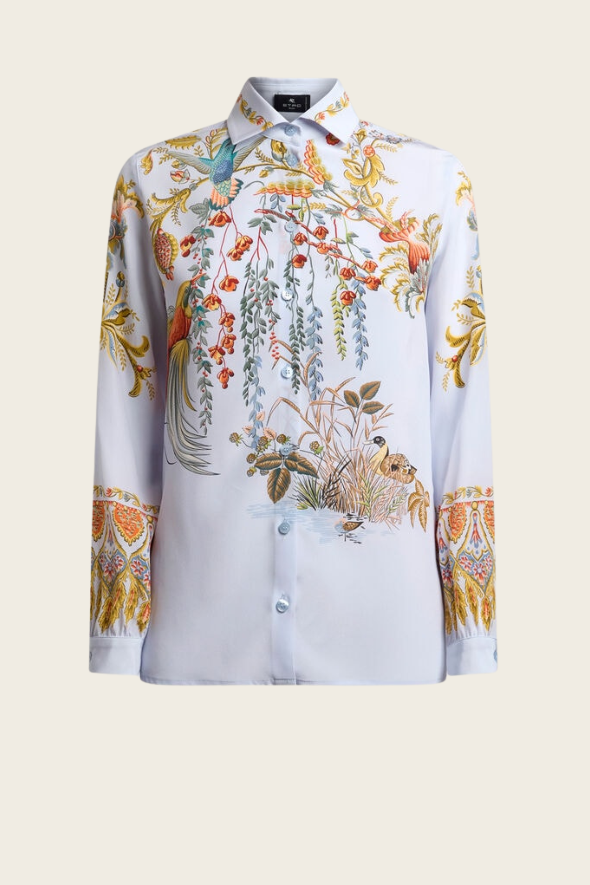 Silk Shirt with Placed Flora and Fauna Print - Etro - ESPACE CANNELLE - New Arrivals - SS26