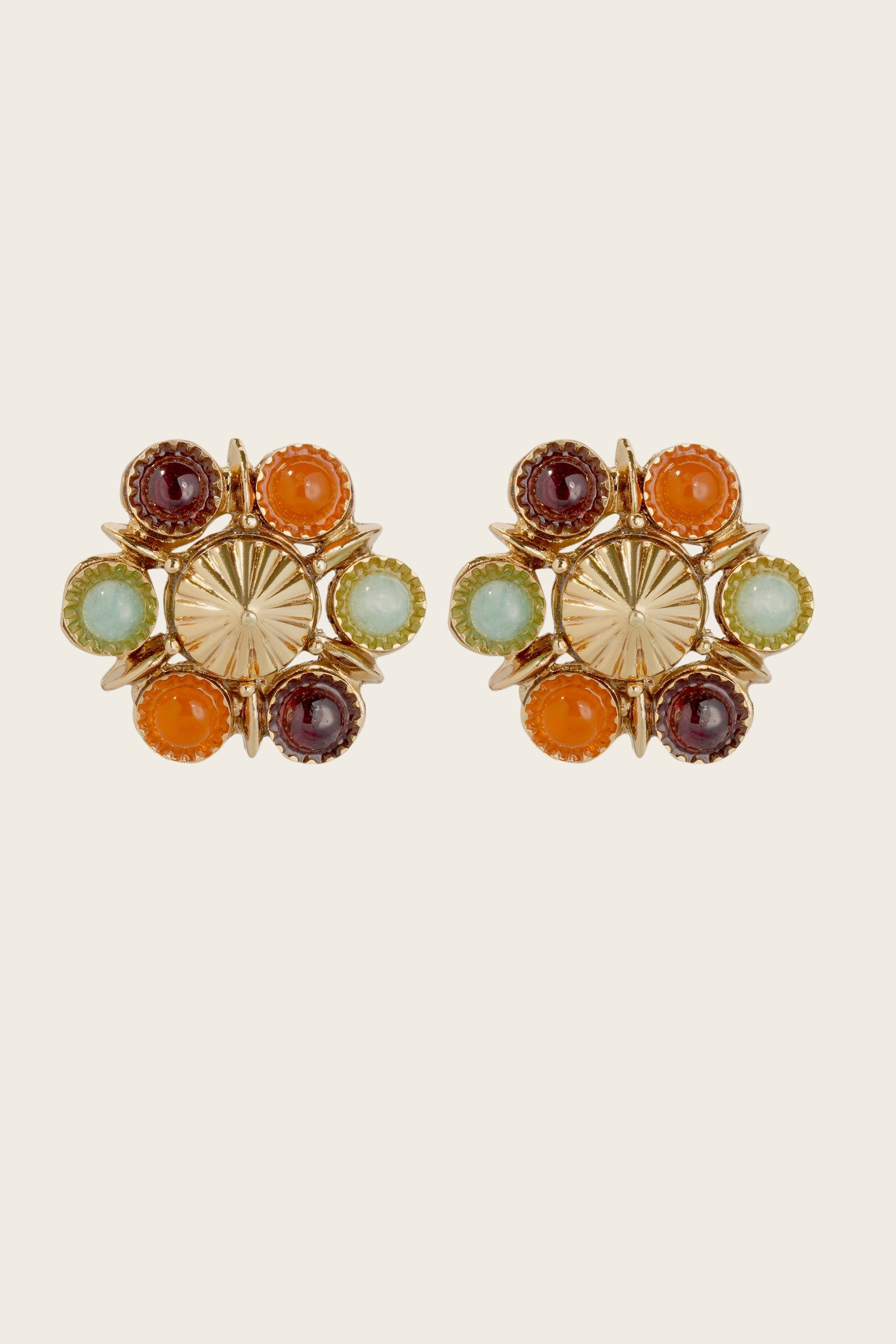 Amazonite & Carnelian Augusta studs earrings - Gas Bijoux