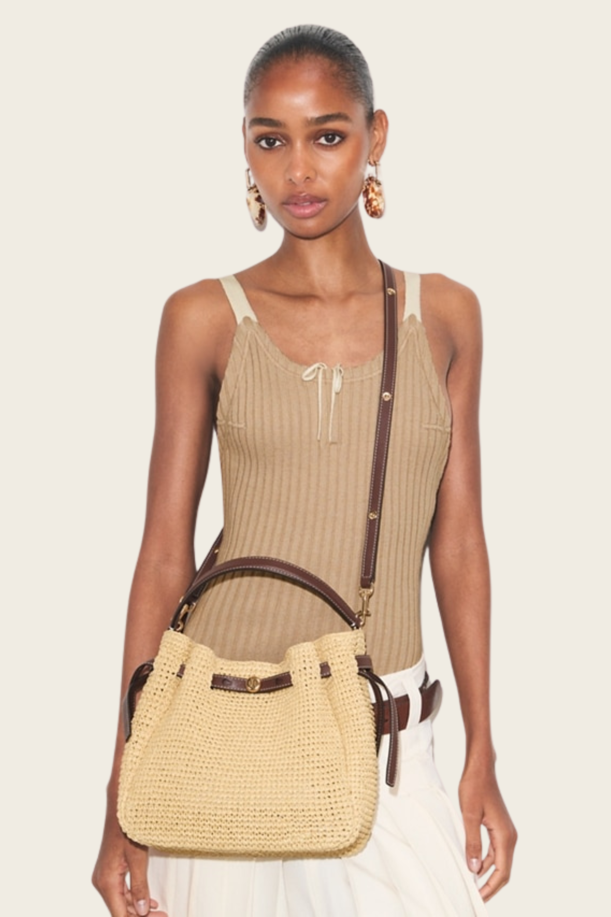 Romy Woven Bucket  Bag - Tory Burch