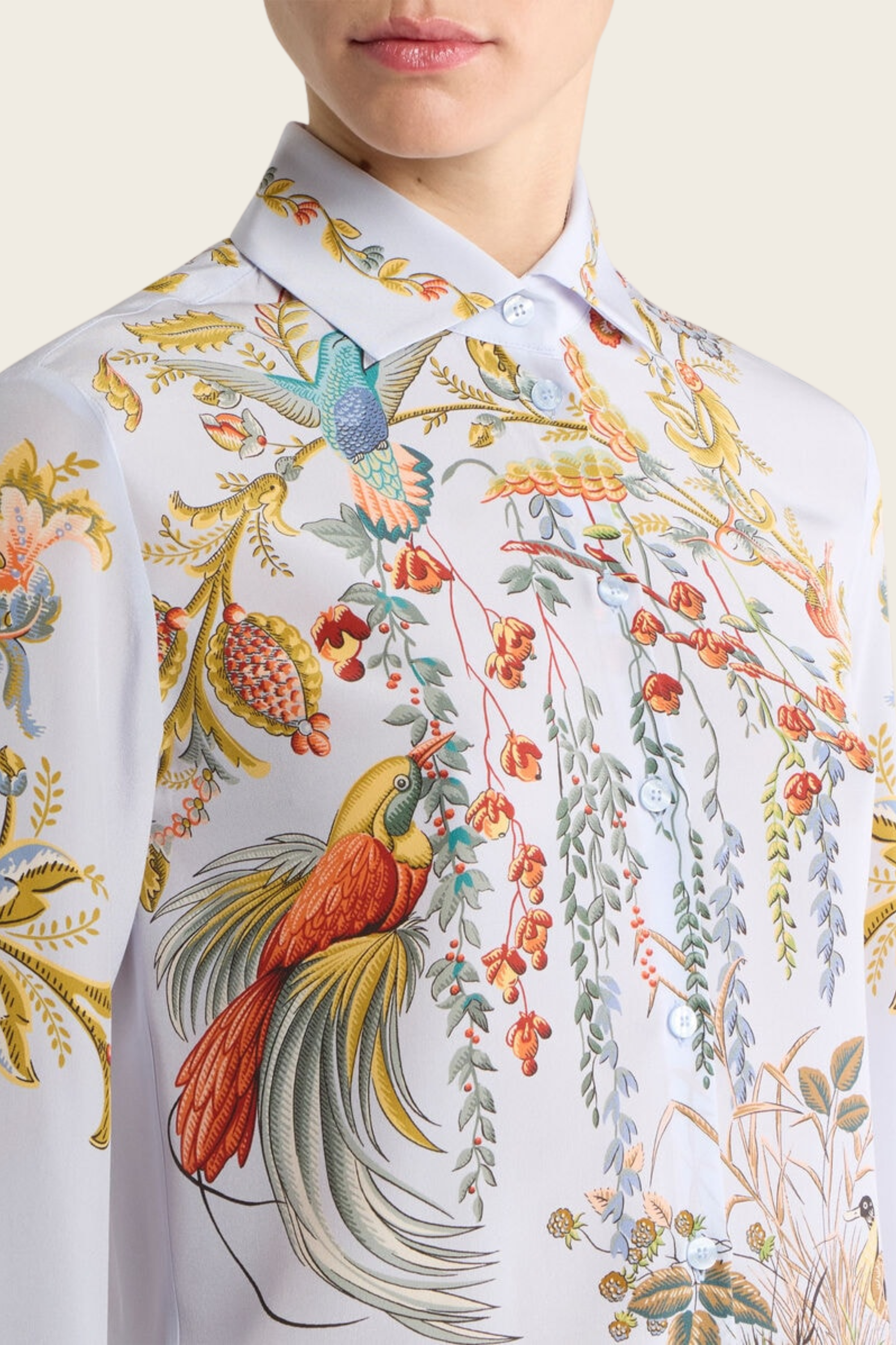 Silk Shirt with Placed Flora and Fauna Print - Etro