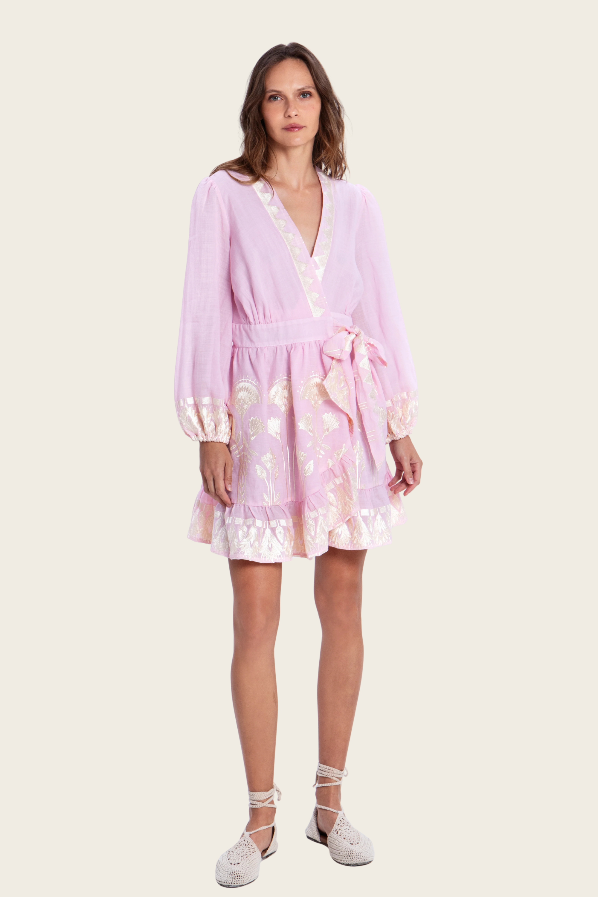 Papyrus Mini Wrap Dress - Greek Archaic Kori