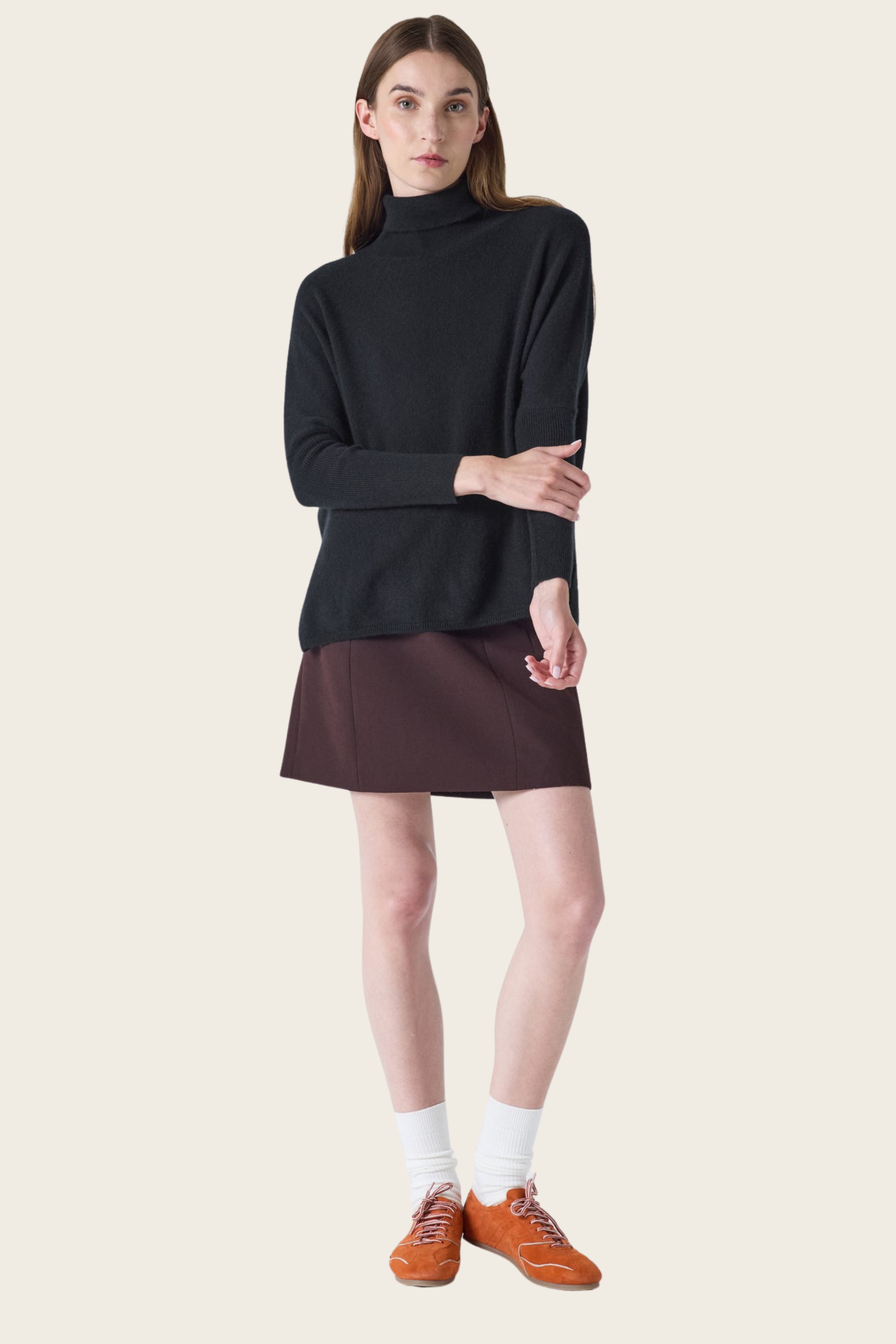 Clara Turtleneck Sweater, Material: 100% Cashmere (2-ply, 12 GG), Colour: Black, Fit: Poncho-style, relaxed fit, New Arrivals, FW25, Espace Cannelle