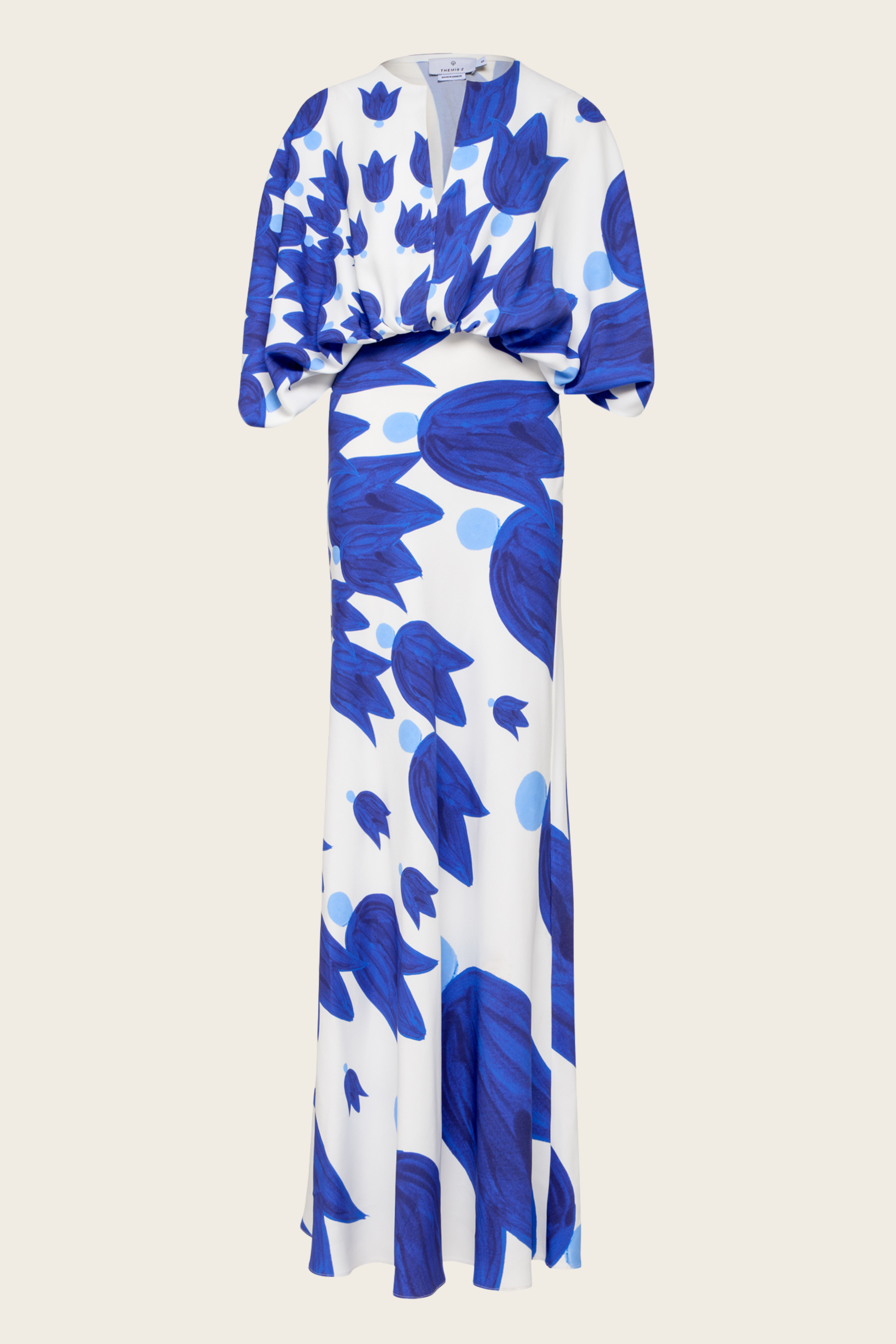 Blue Floral Long Silk Dress  - Themisz - ESPACE CANNELLE - SS26 - New Arrivals